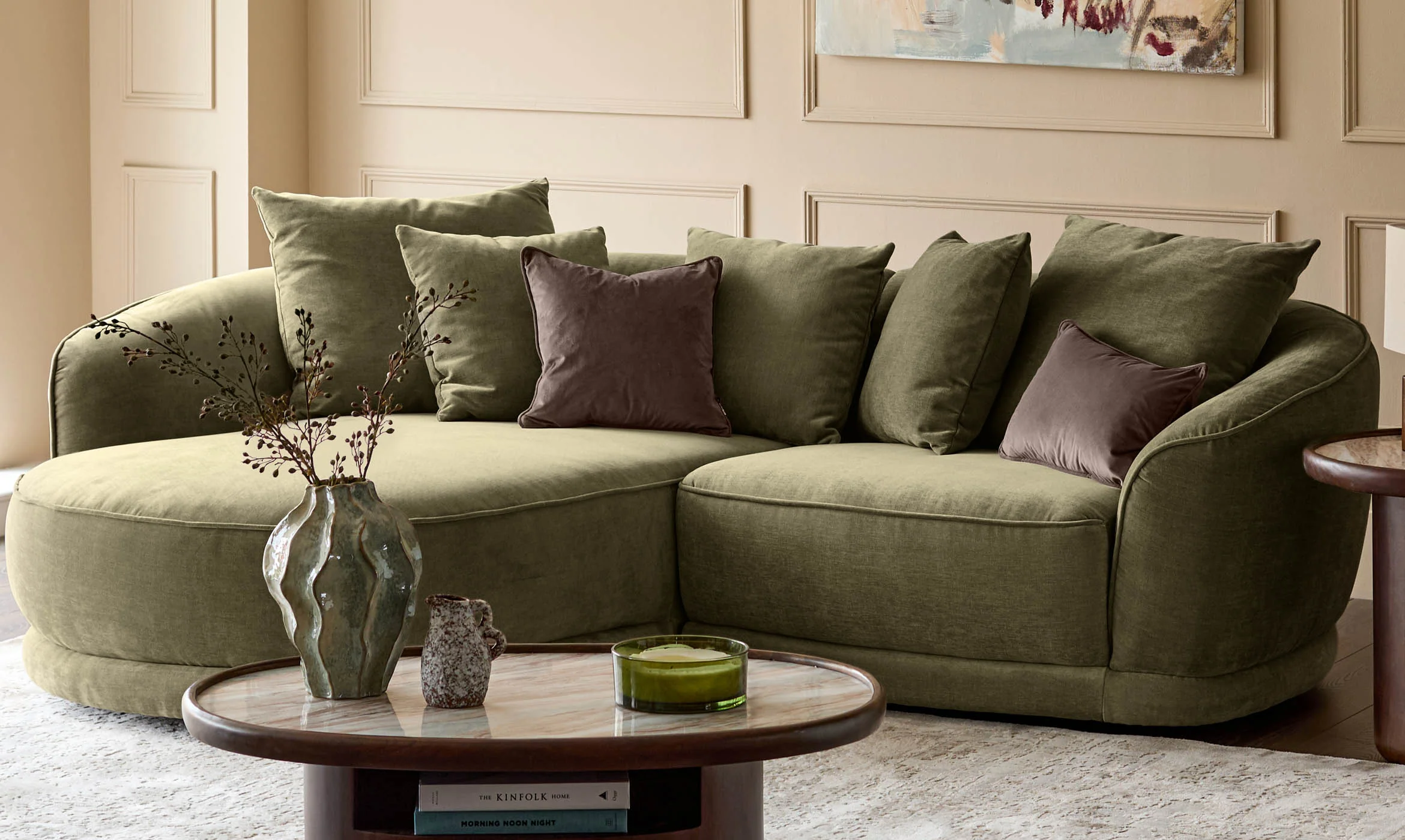 Caspian olive green fabric single sofa module - Image 6