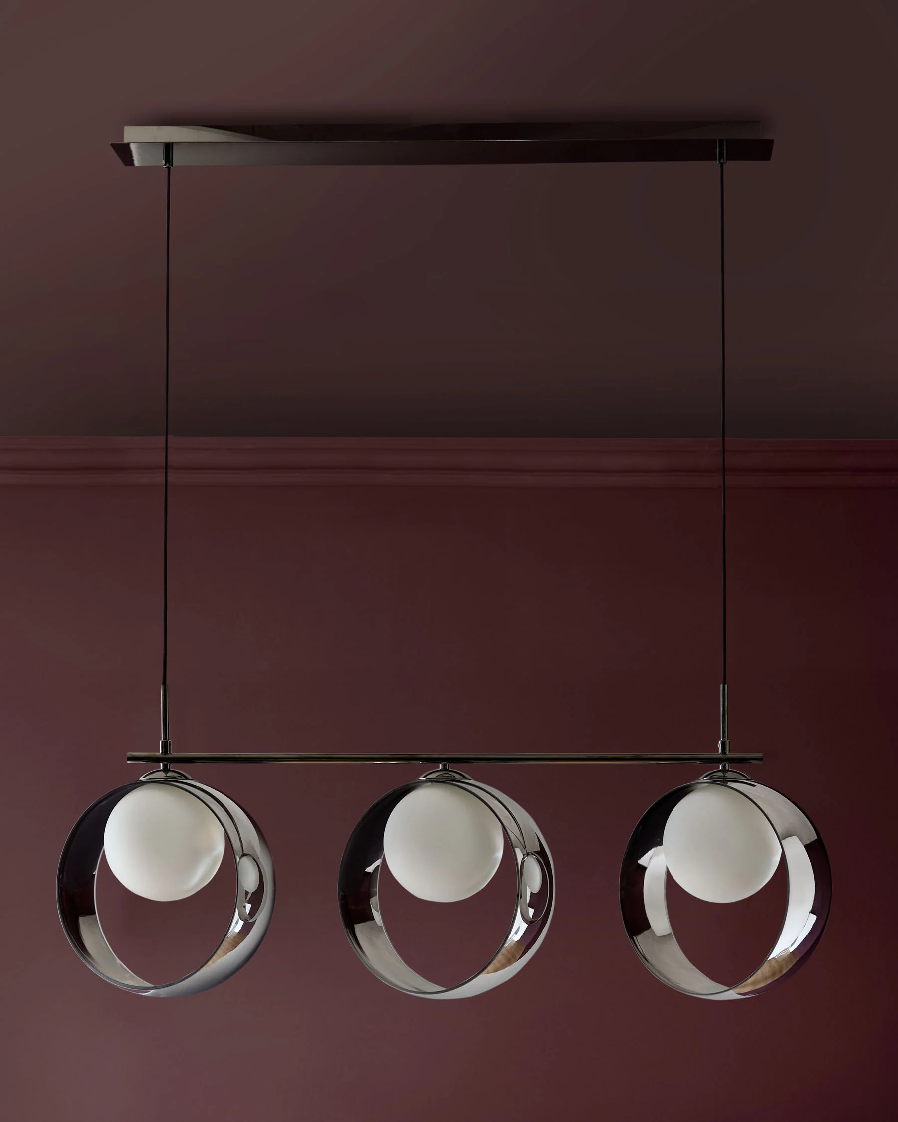 Chloe silver chrome glass 3 bar adjustable pendant light
