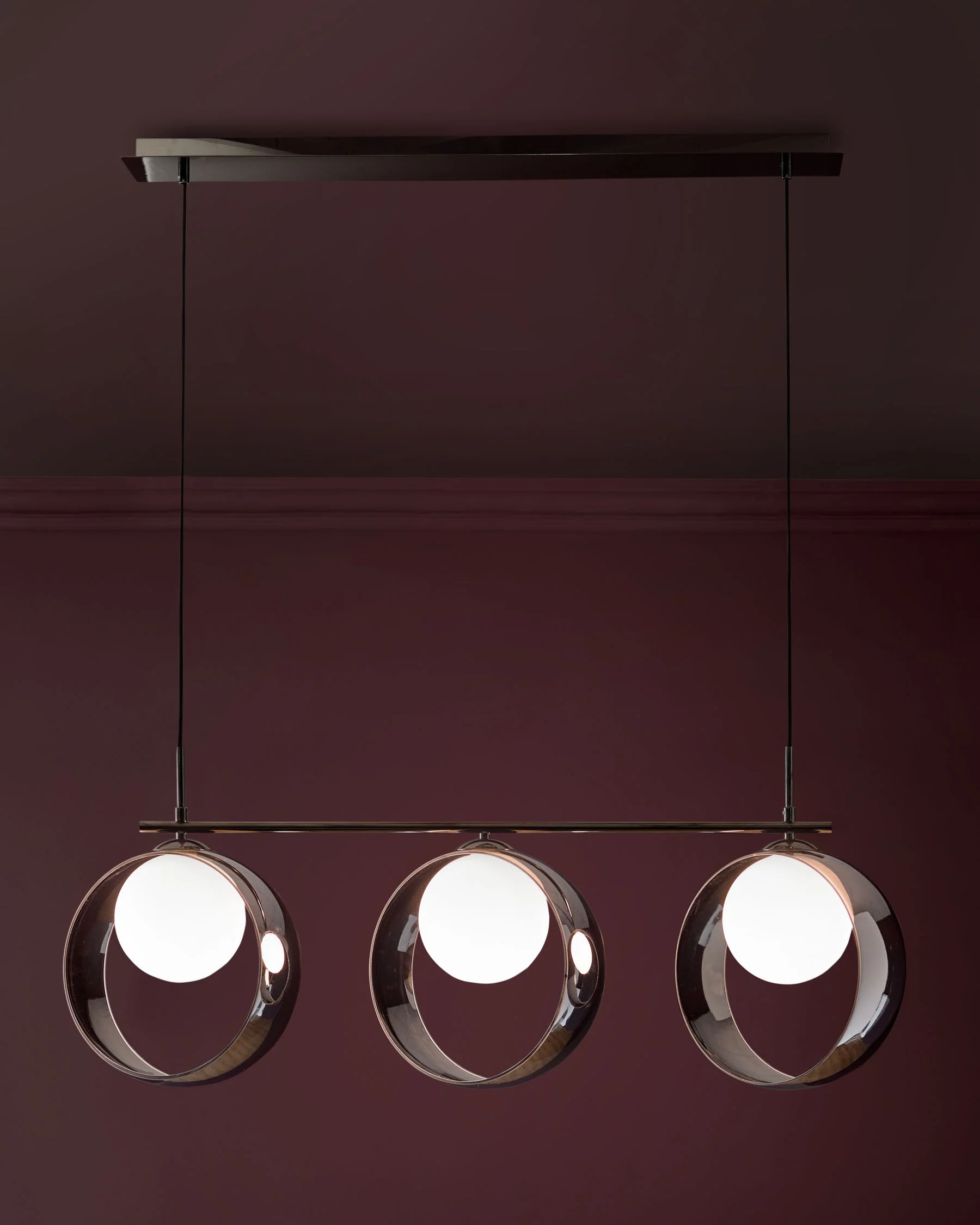 Chloe silver chrome glass 3 bar adjustable pendant light - Image 2