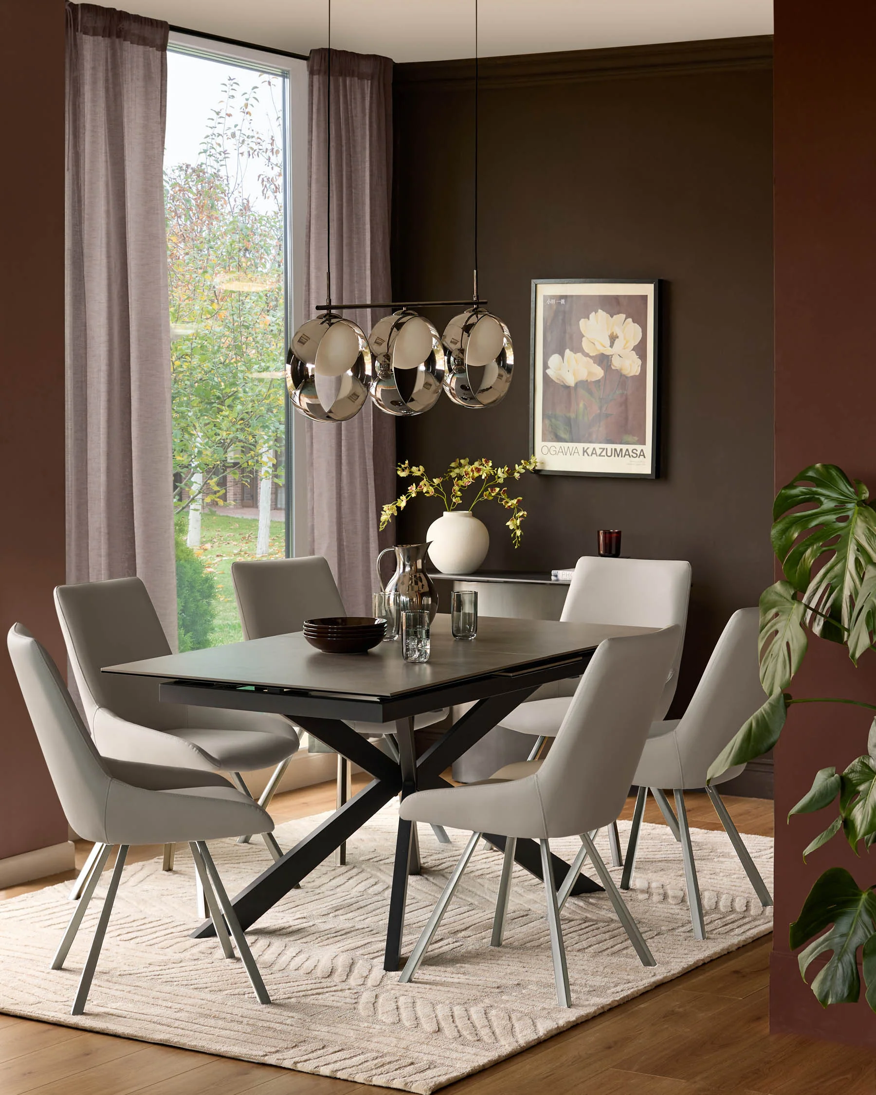 Chloe silver chrome glass 3 bar adjustable pendant light - Image 9