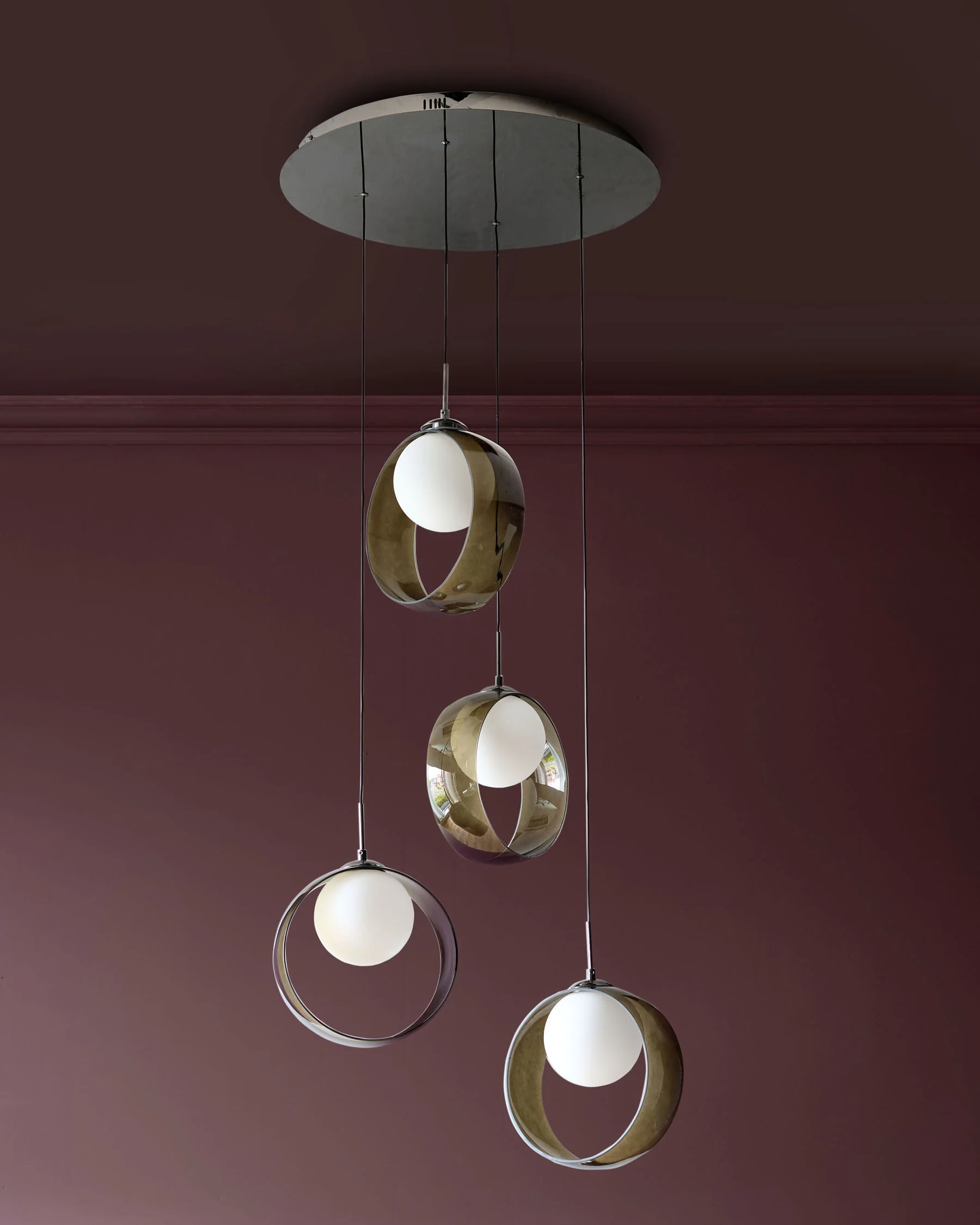 Chloe green glass LED 4 drop adjustable pendant light