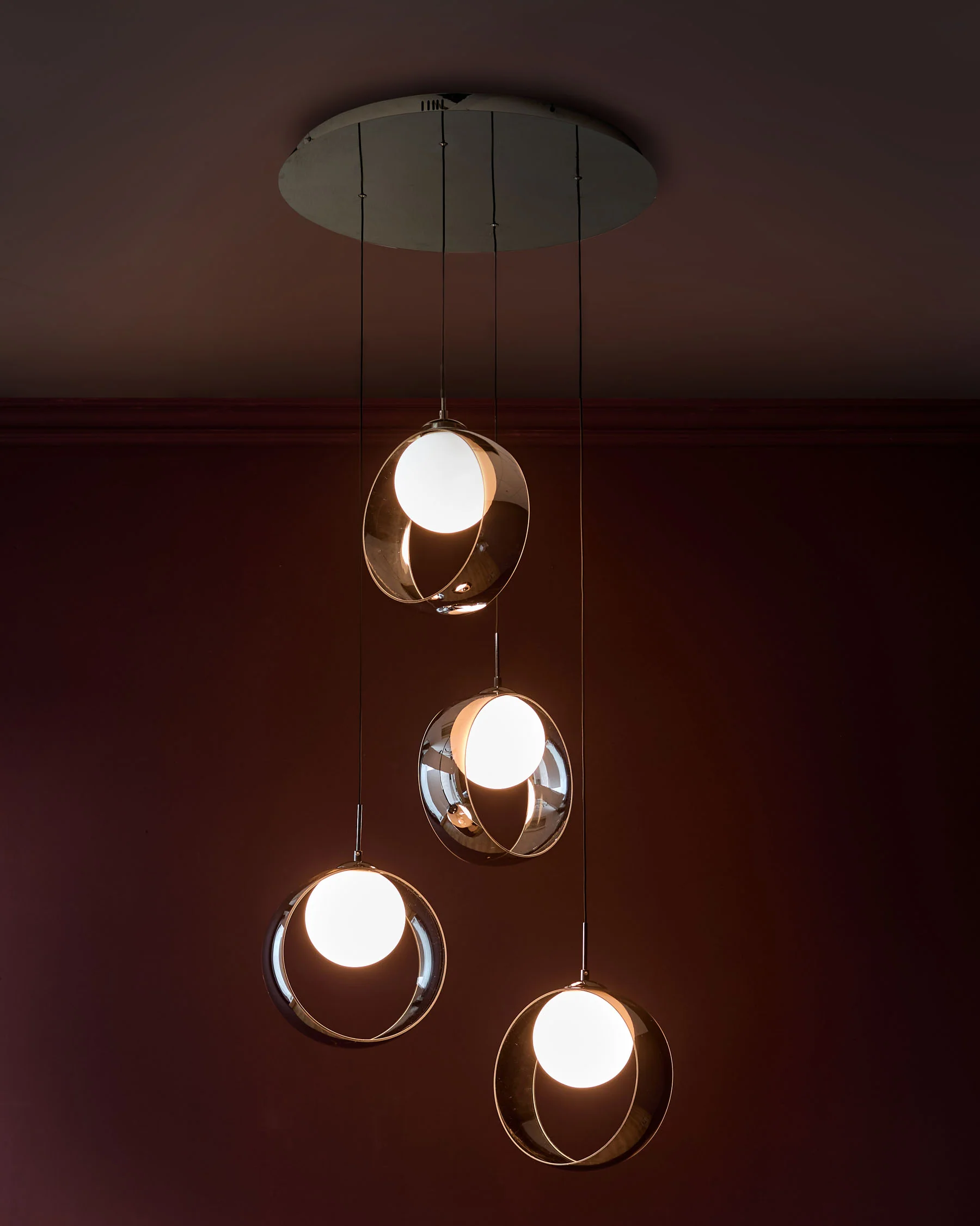 Chloe silver chrome glass LED 4 drop adjustable pendant light - Image 2