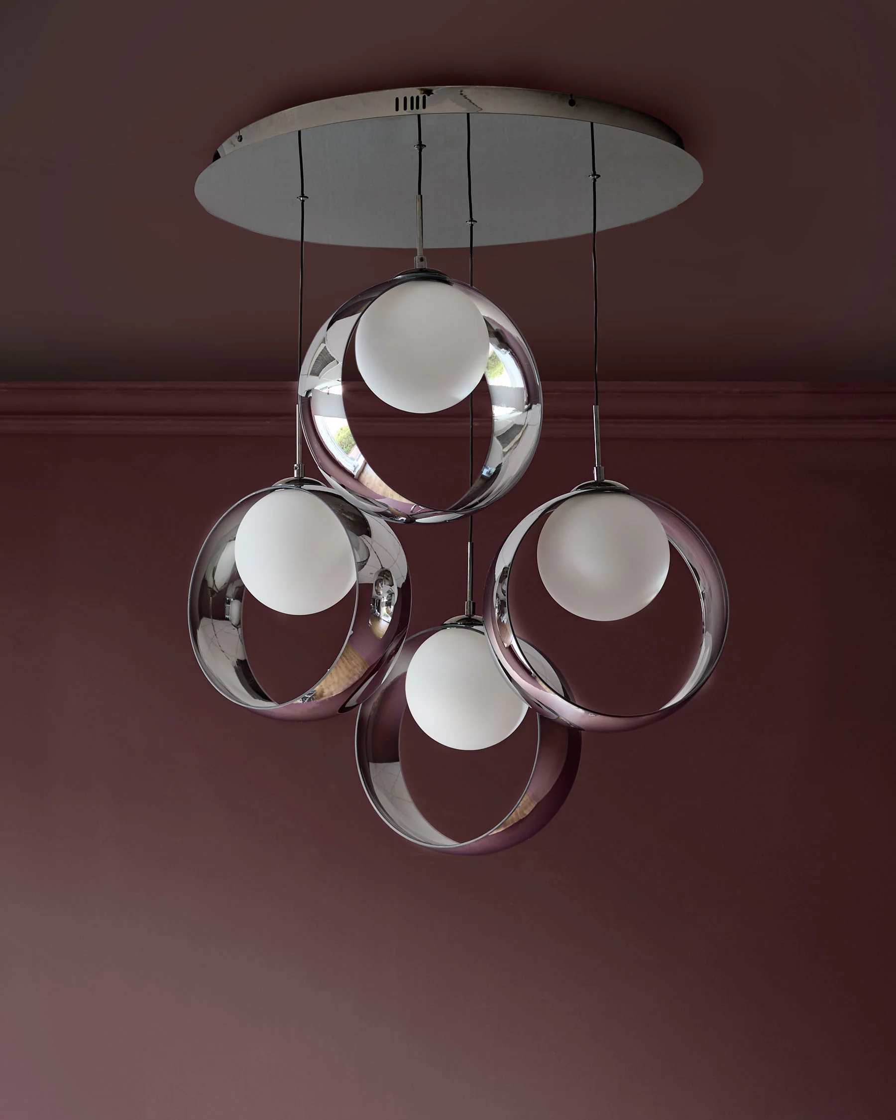 Chloe silver chrome glass LED 4 drop adjustable pendant light - Image 7