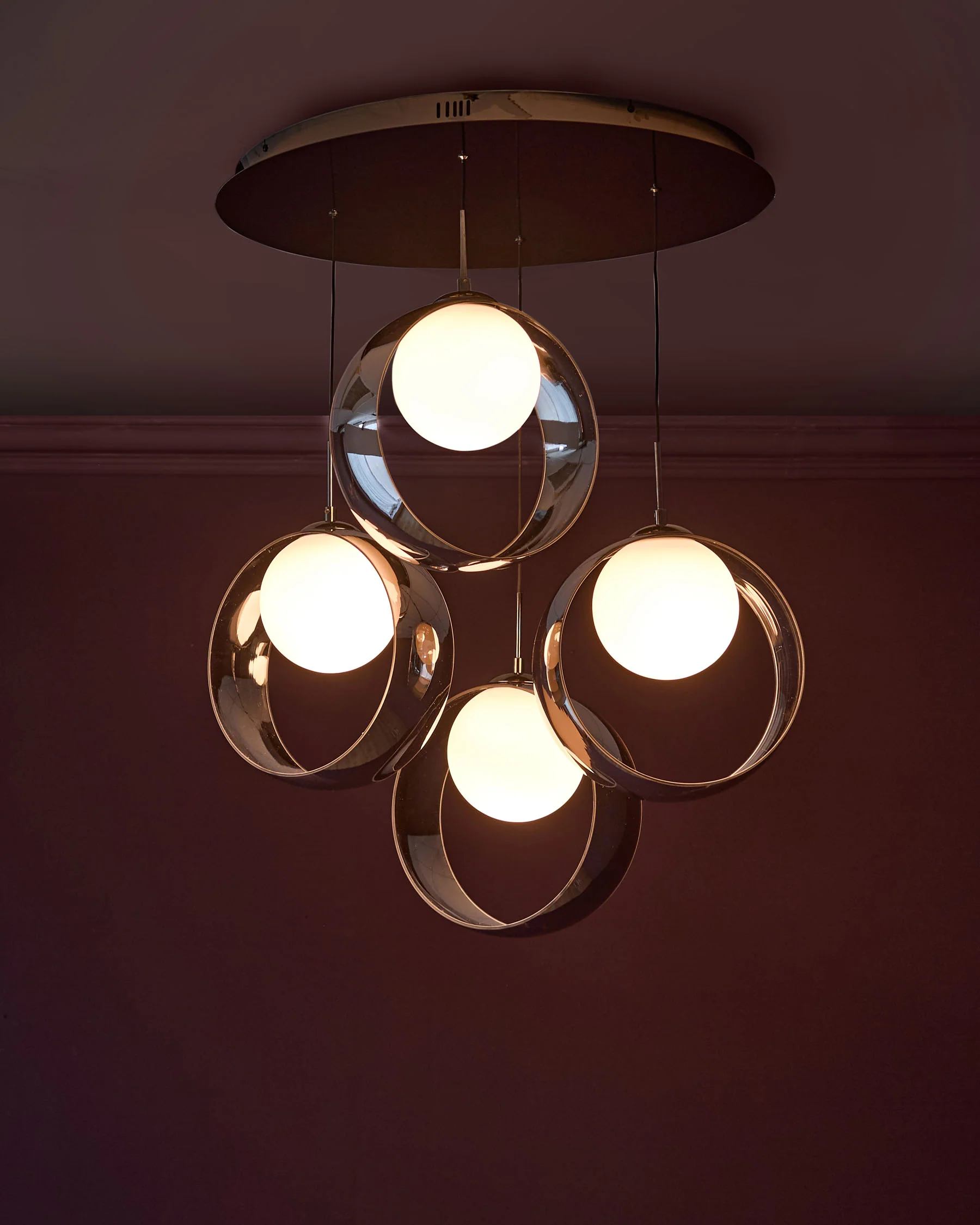 Chloe silver chrome glass LED 4 drop adjustable pendant light - Image 8