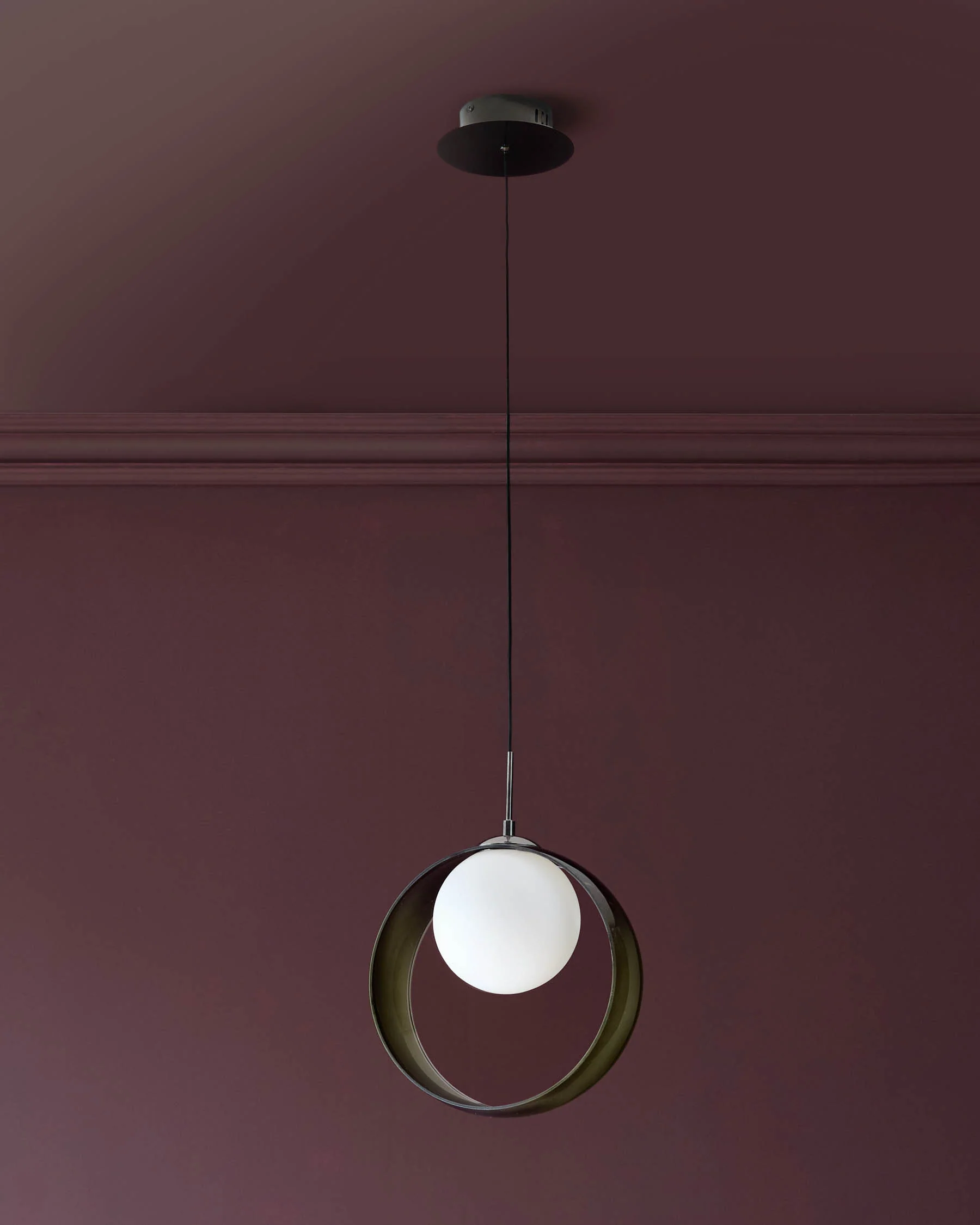 Chloe green glass LED single drop pendant light - Image 3