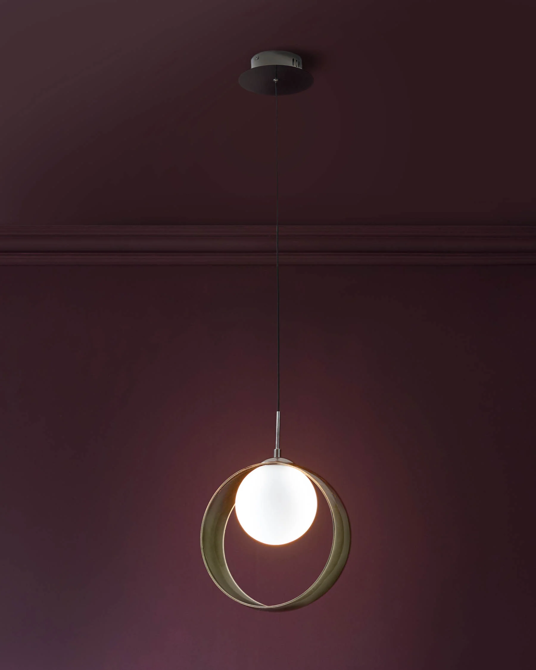 Chloe green glass LED single drop pendant light - Image 4