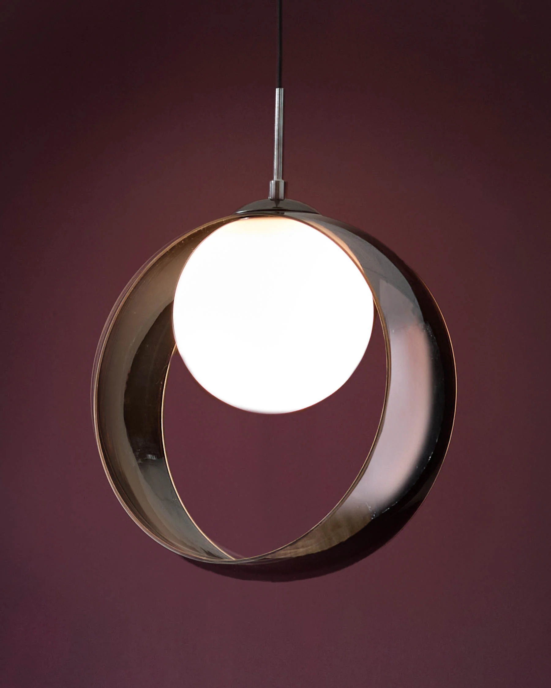 Chloe silver chrome glass LED single drop adjustable pendant light - Image 2