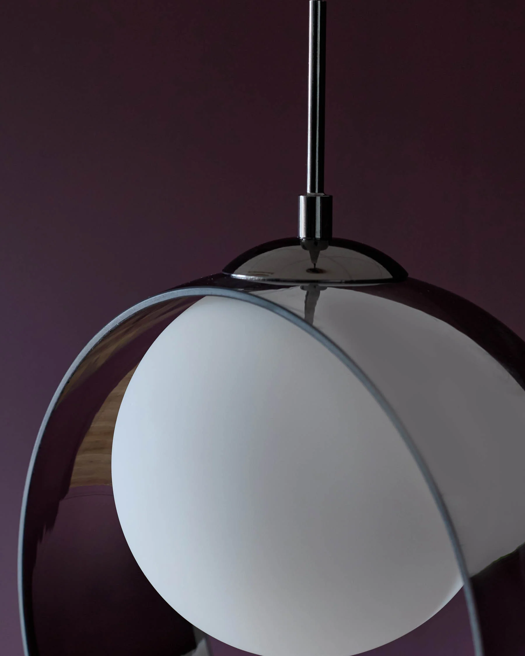 Chloe silver chrome glass LED single drop adjustable pendant light - Image 5