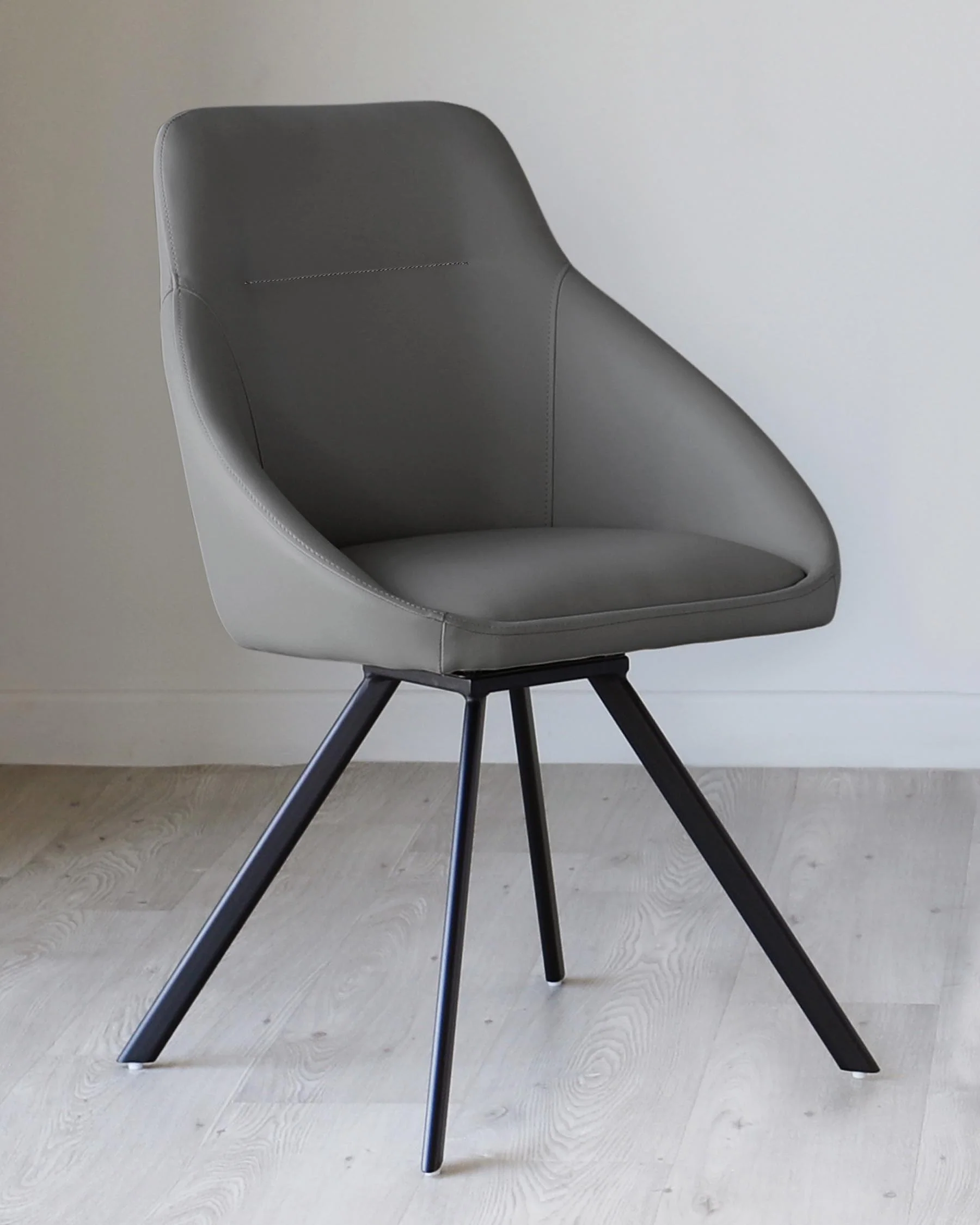 Cleo Dark Grey Faux Leather Swivel Chair - Image 4