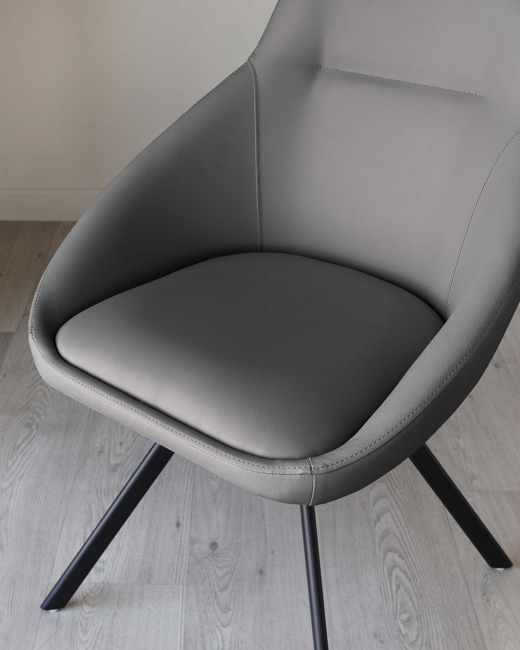 Cleo Dark Grey Faux Leather Swivel Chair - Image 5