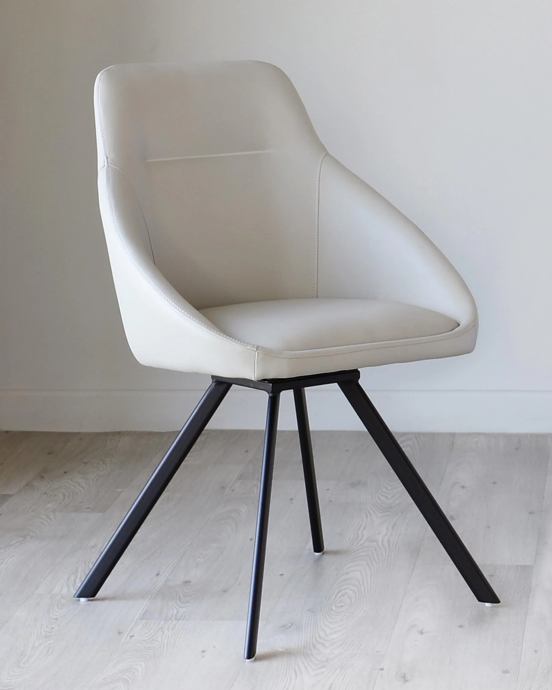 Cleo Light Grey Faux Leather Swivel Chair - Image 3