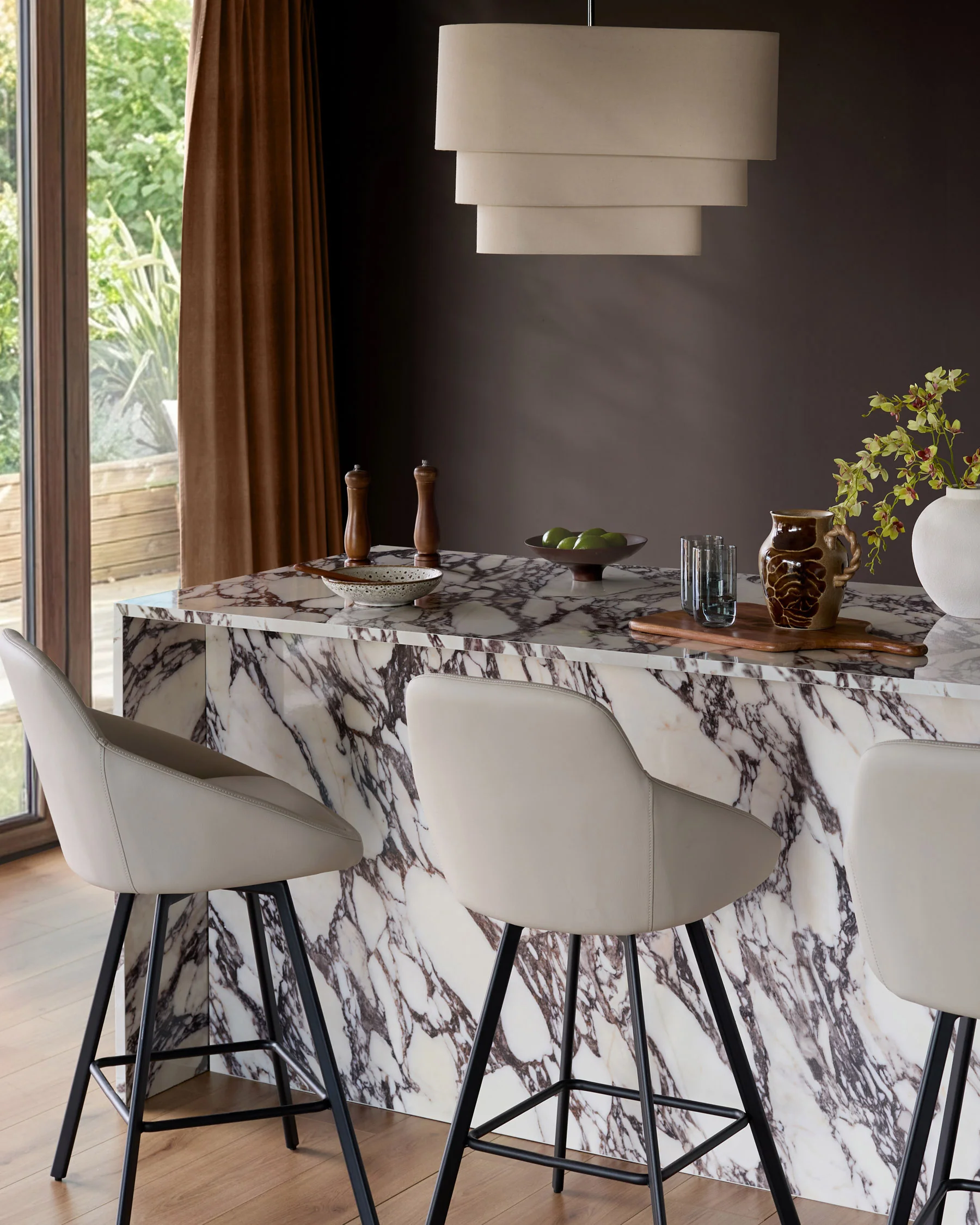 Cleo light grey faux leather swivel bar stool - Image 2