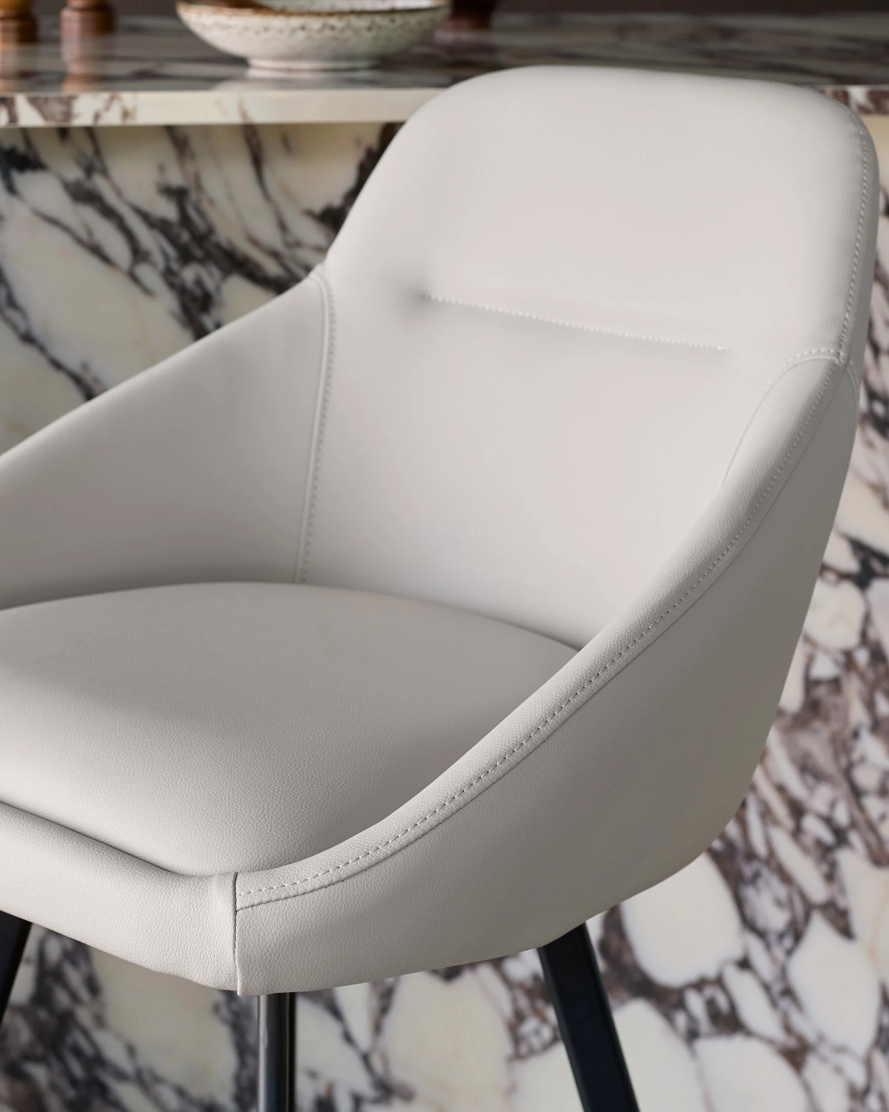 Cleo light grey faux leather swivel bar stool - Image 5