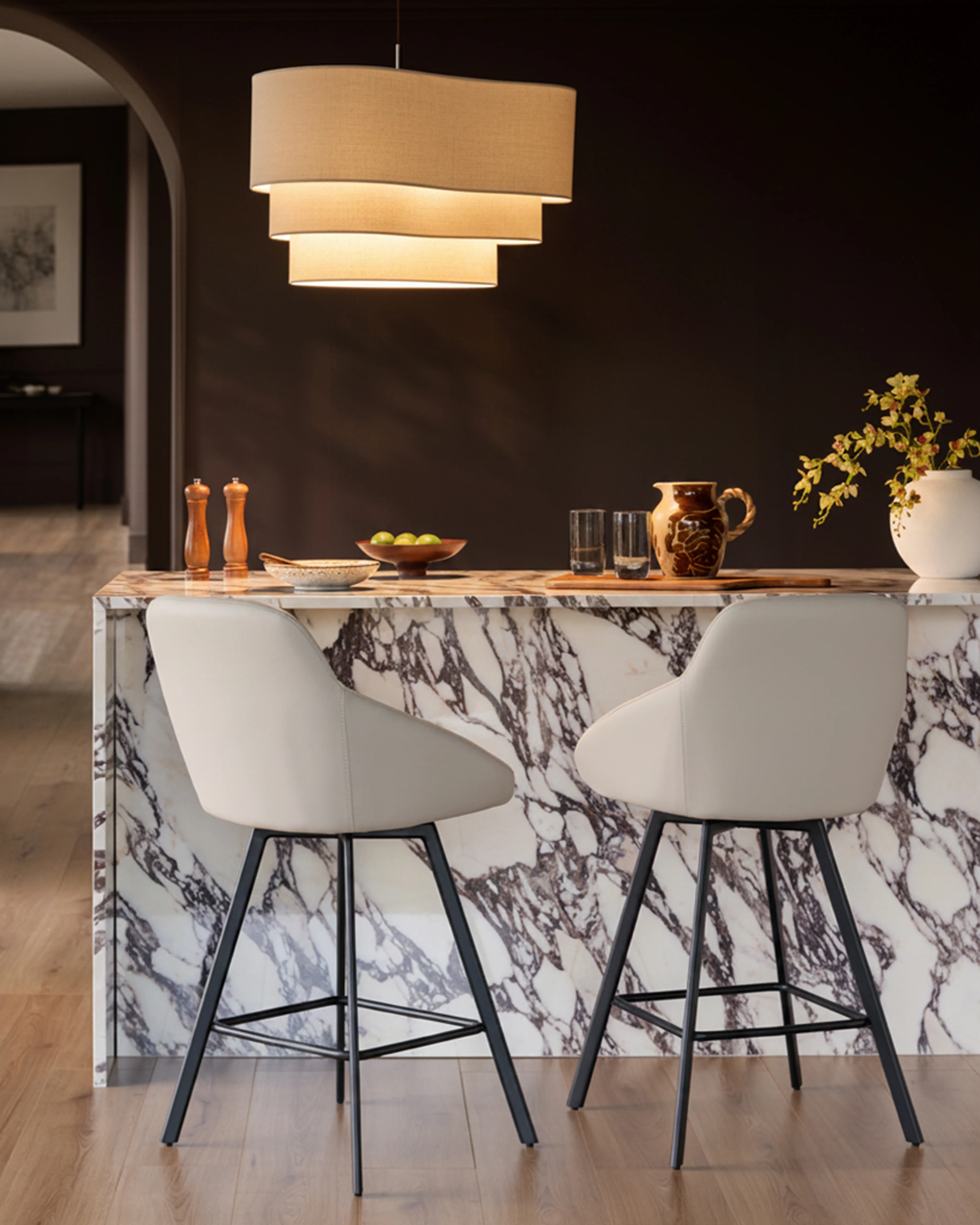 Cleo light grey faux leather swivel bar stool - Image 6