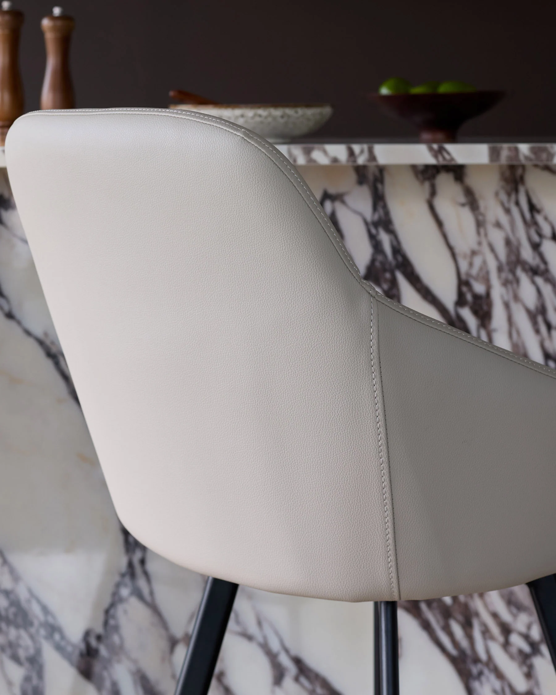 Cleo light grey faux leather swivel bar stool - Image 8