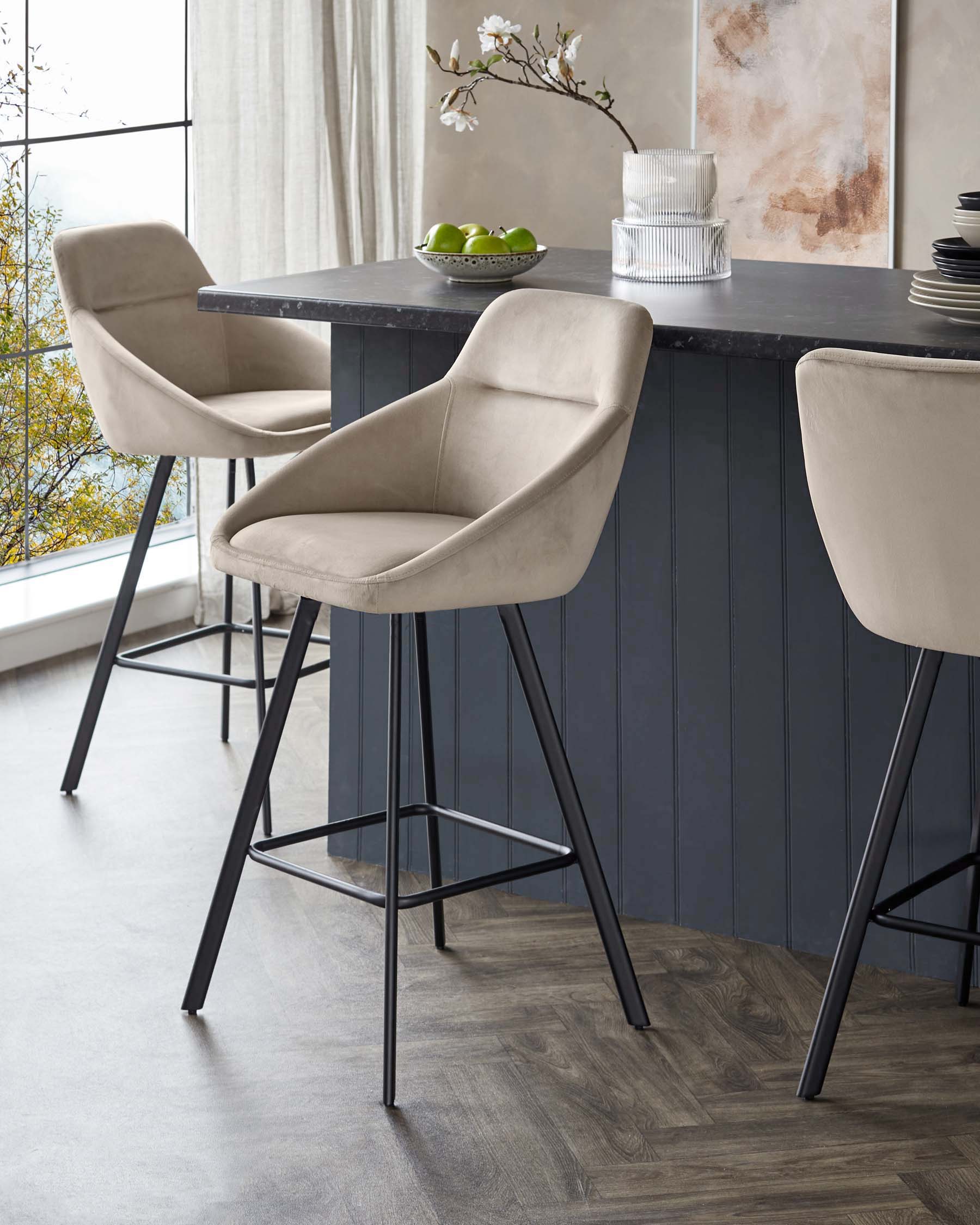 Cleo champagne velvet swivel bar stool - Image 2