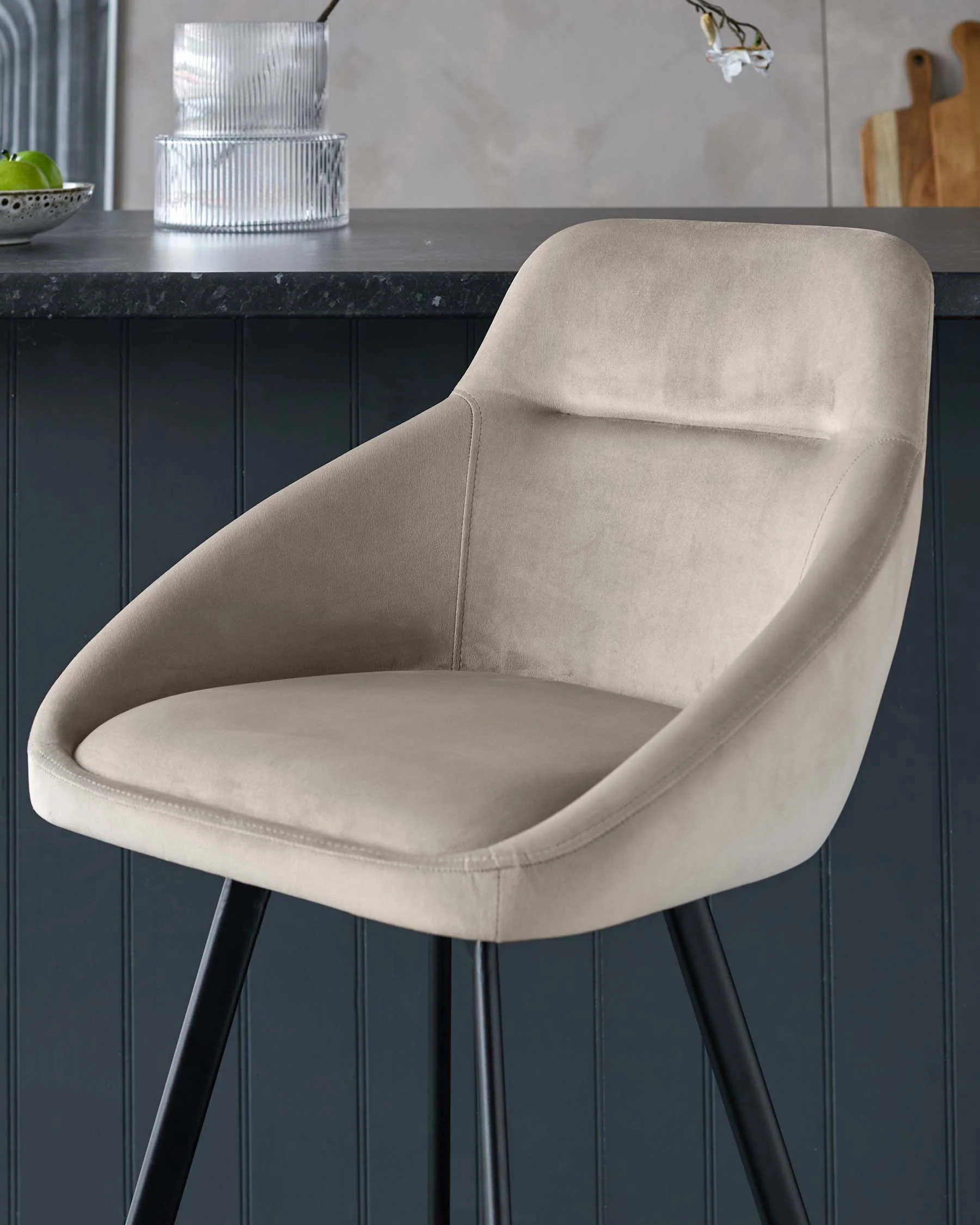 Cleo champagne velvet swivel bar stool - Image 4