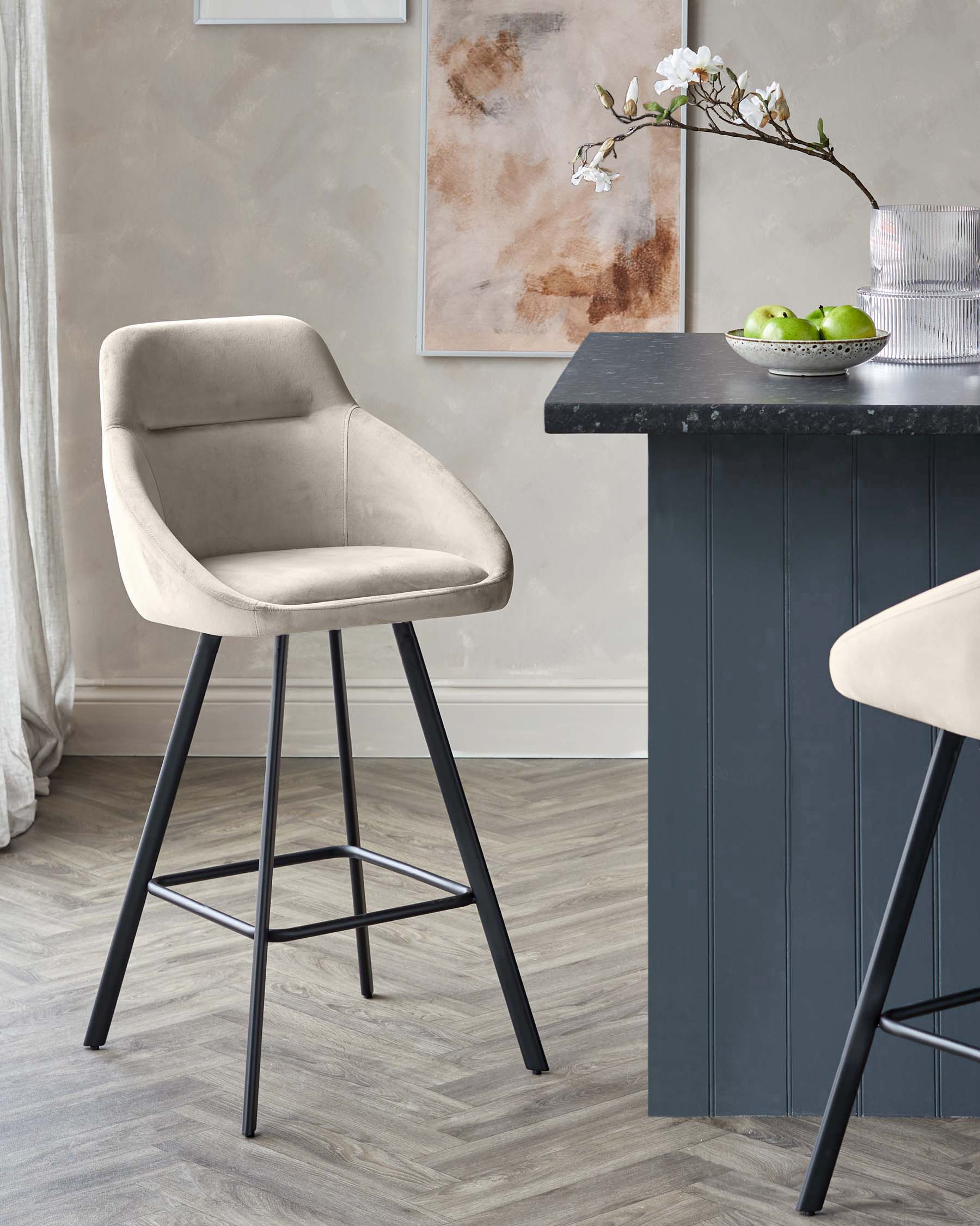 Cleo champagne velvet swivel bar stool - Image 7