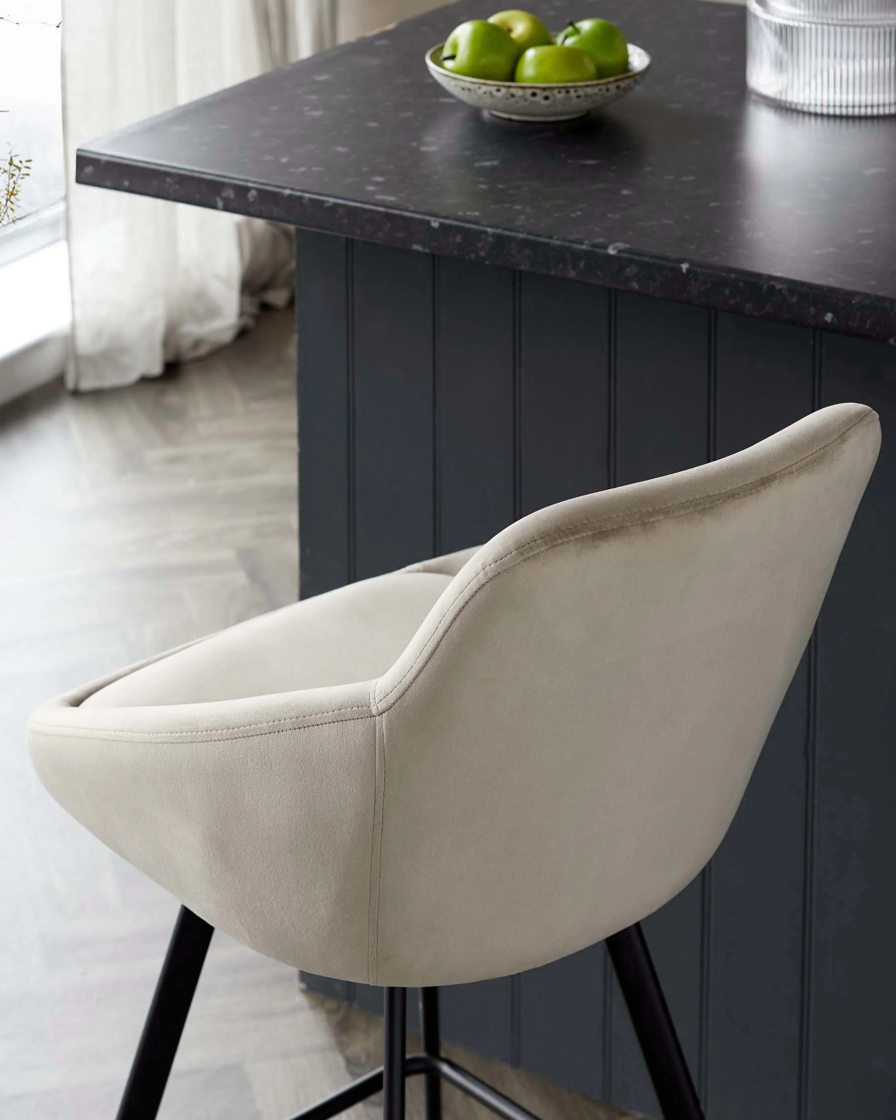 Cleo champagne velvet swivel bar stool - Image 8