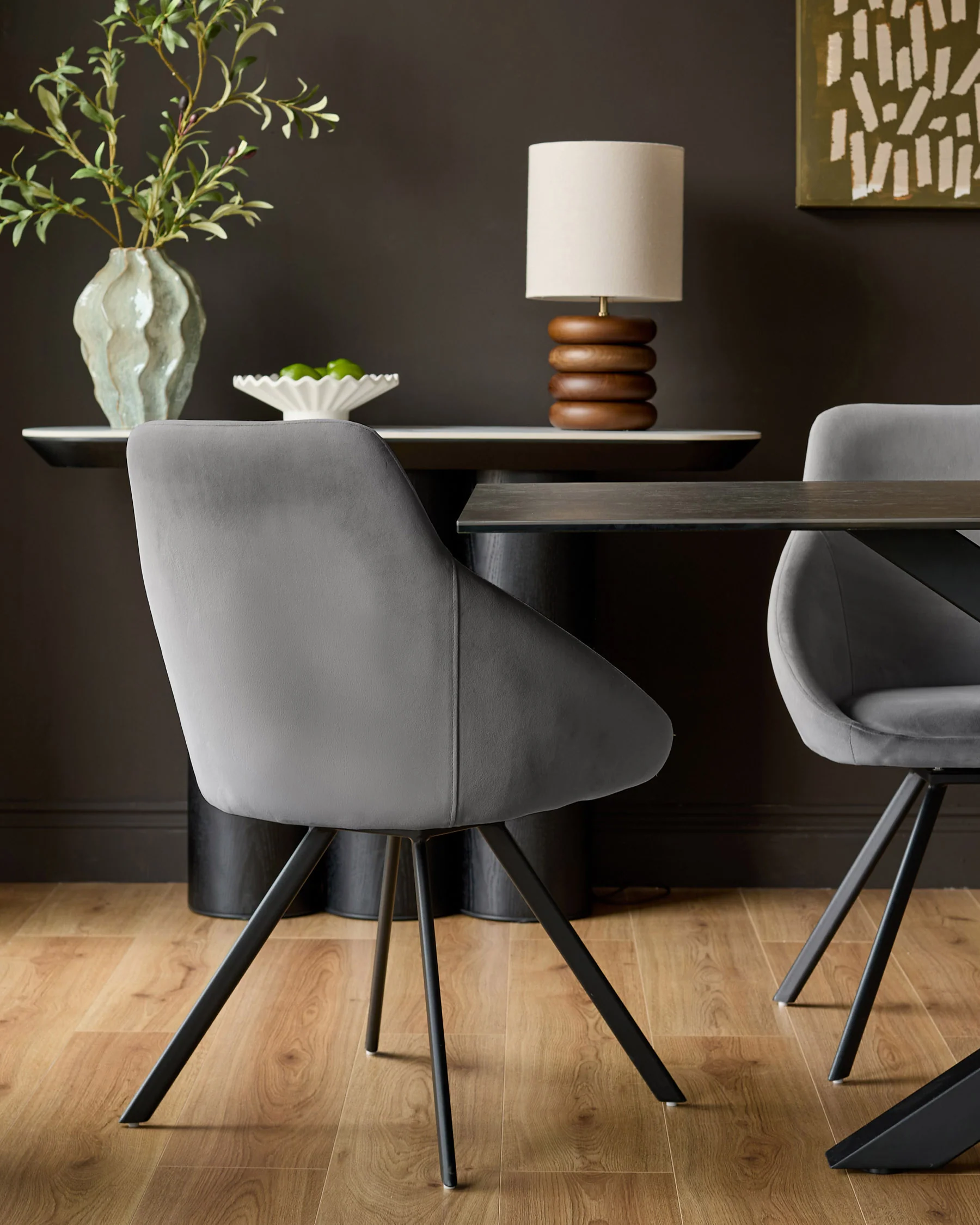 Cleo Dark Grey Velvet Swivel Chair - Image 3