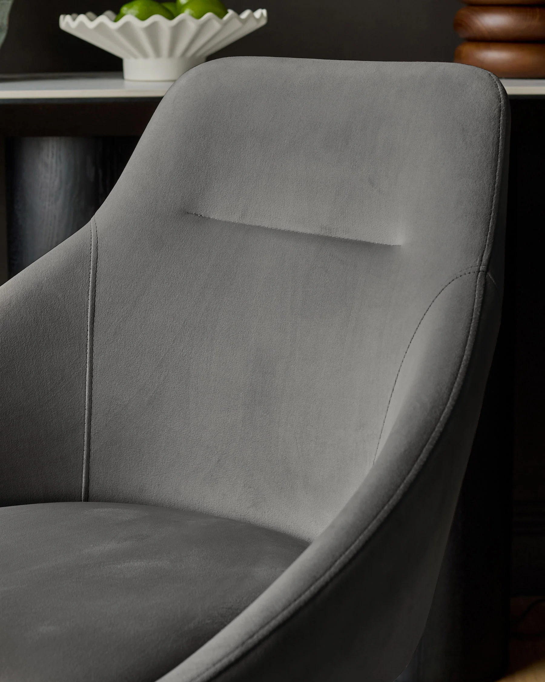 Cleo Dark Grey Velvet Swivel Chair - Image 5