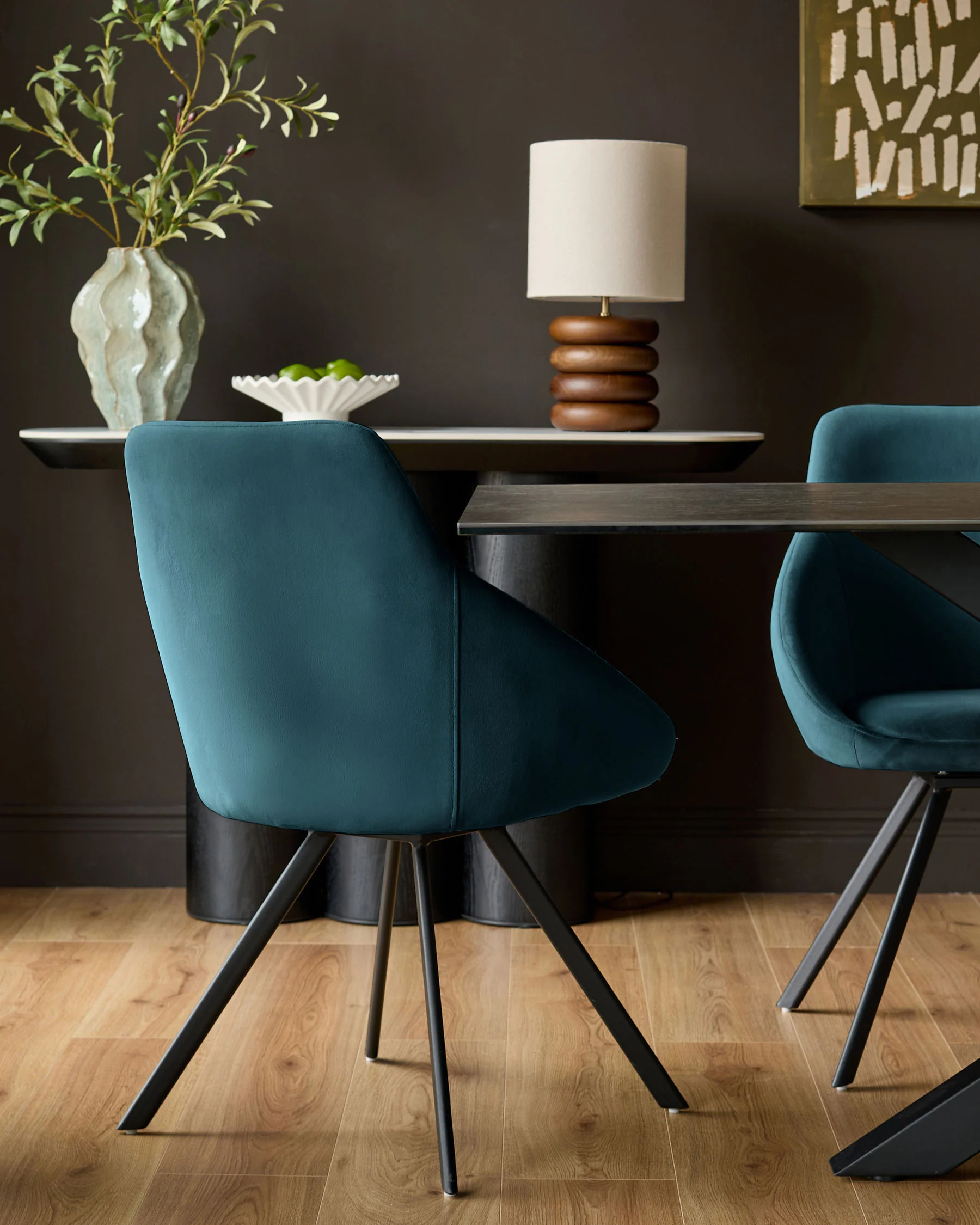 Cleo Dark Teal Velvet Swivel Chair - Image 3