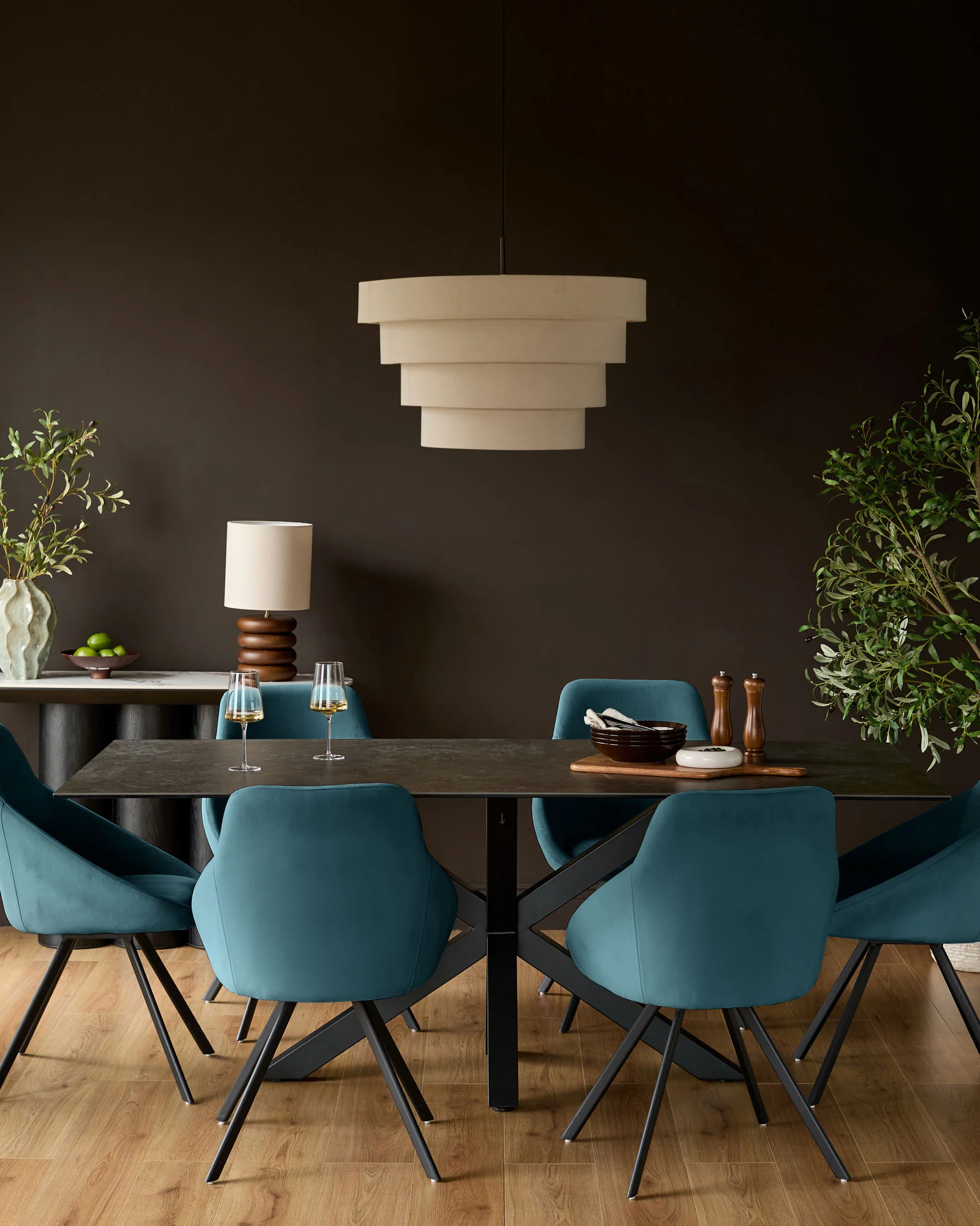 Cleo Dark Teal Velvet Swivel Chair - Image 4