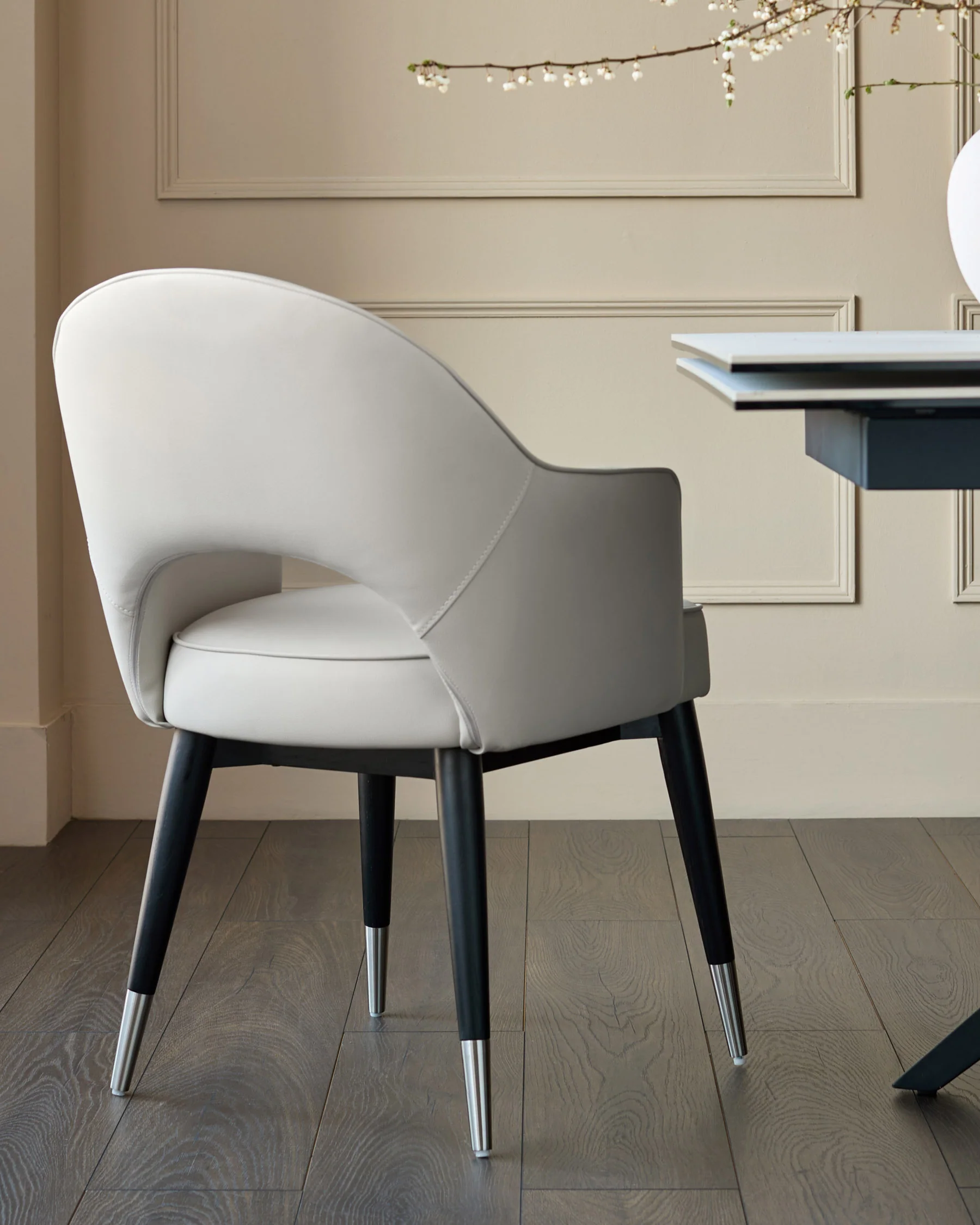 Clover light grey faux leather dining armchair - Image 3