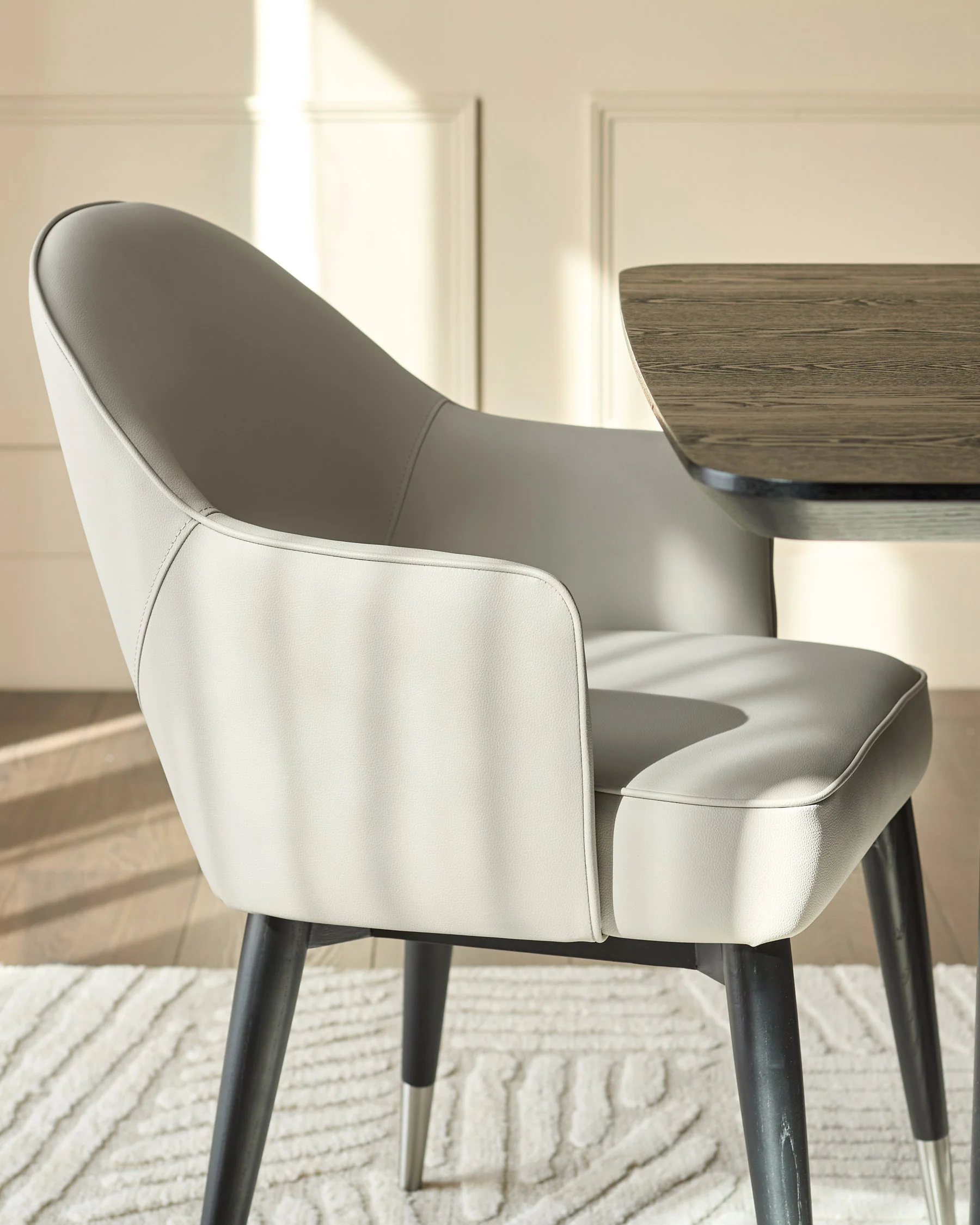 Clover light grey faux leather dining armchair - Image 6