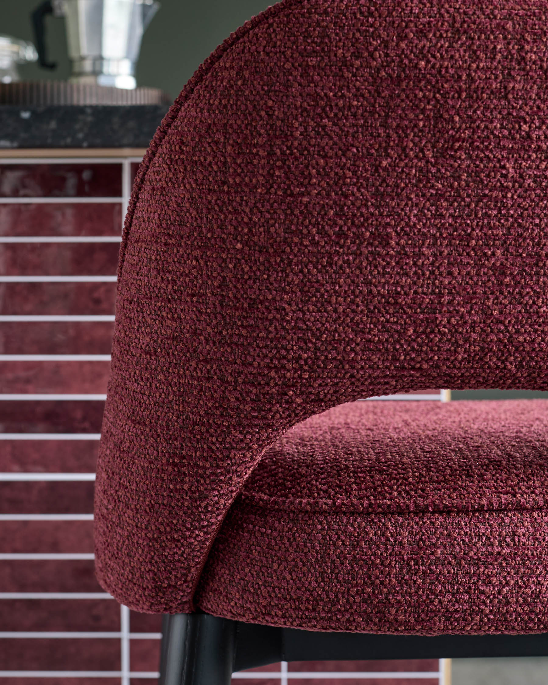 Clover berry red chunky fabric bar stool - Image 6