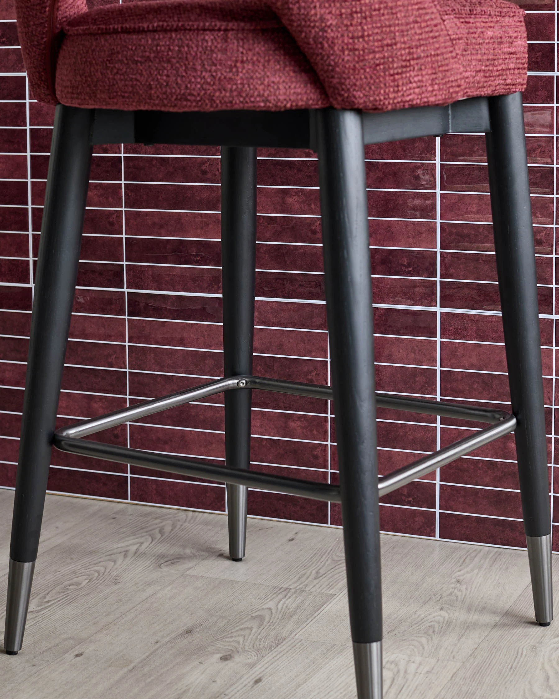 Clover berry red chunky fabric bar stool - Image 7