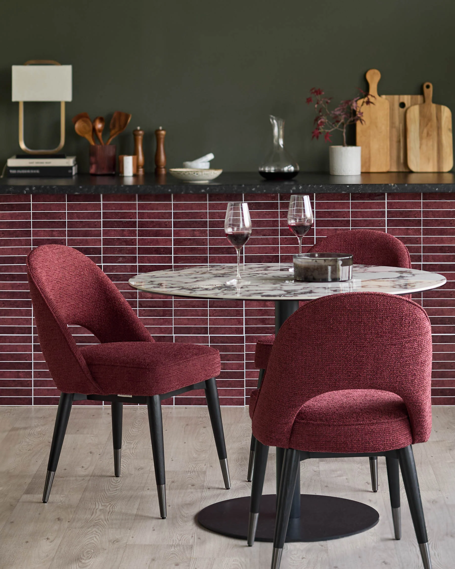 Clover berry red chunky fabric dining chair - Image 2