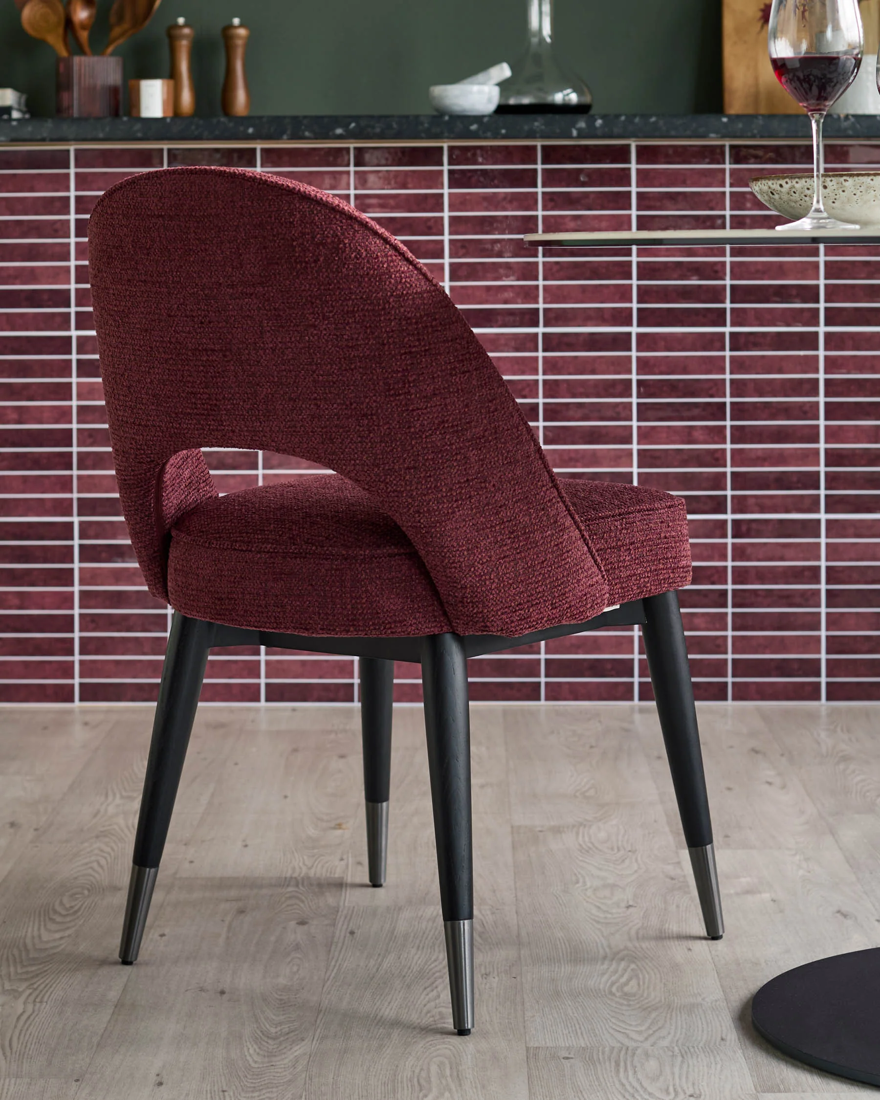 Clover berry red chunky fabric dining chair - Image 3