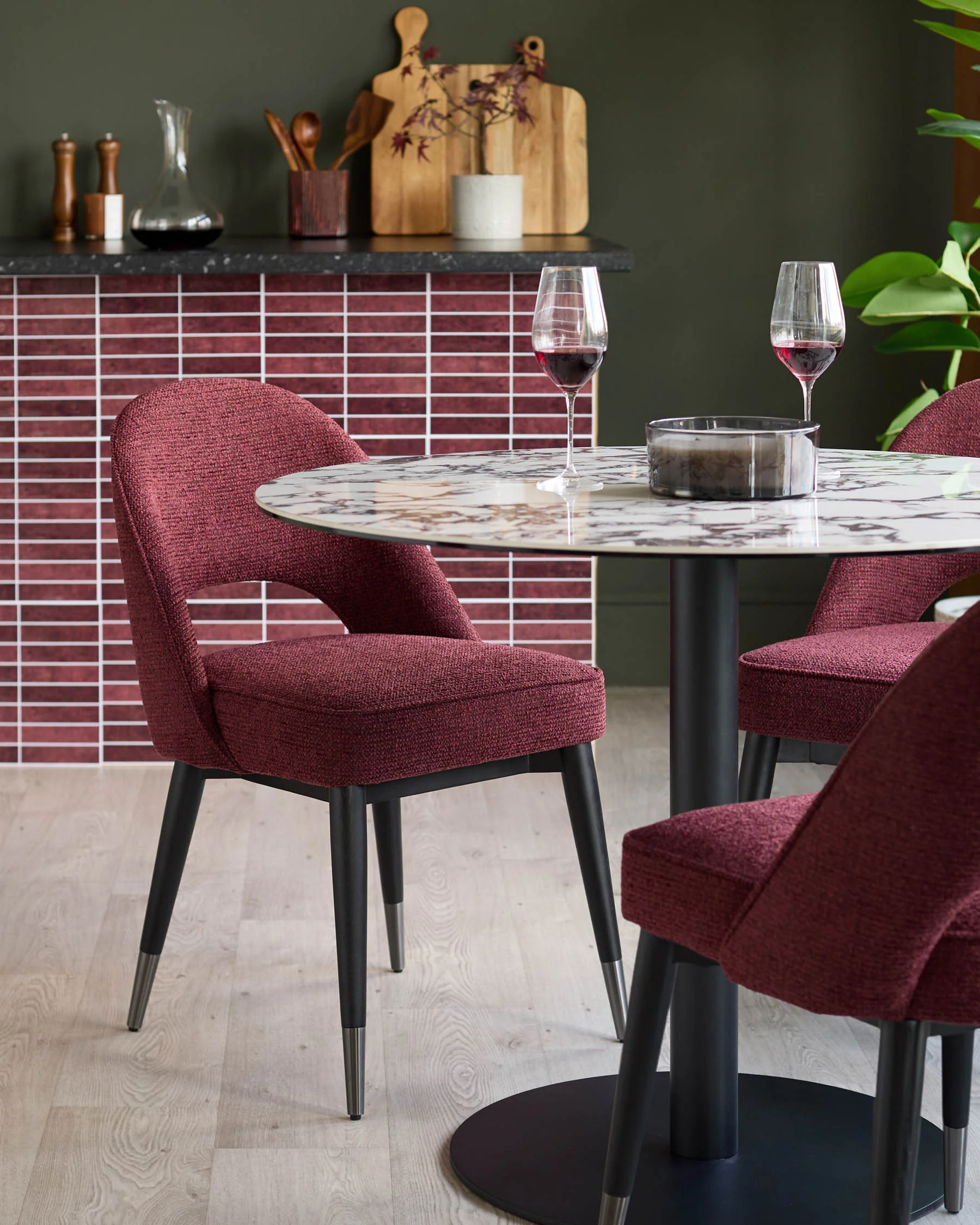 Clover berry red chunky fabric dining chair - Image 4