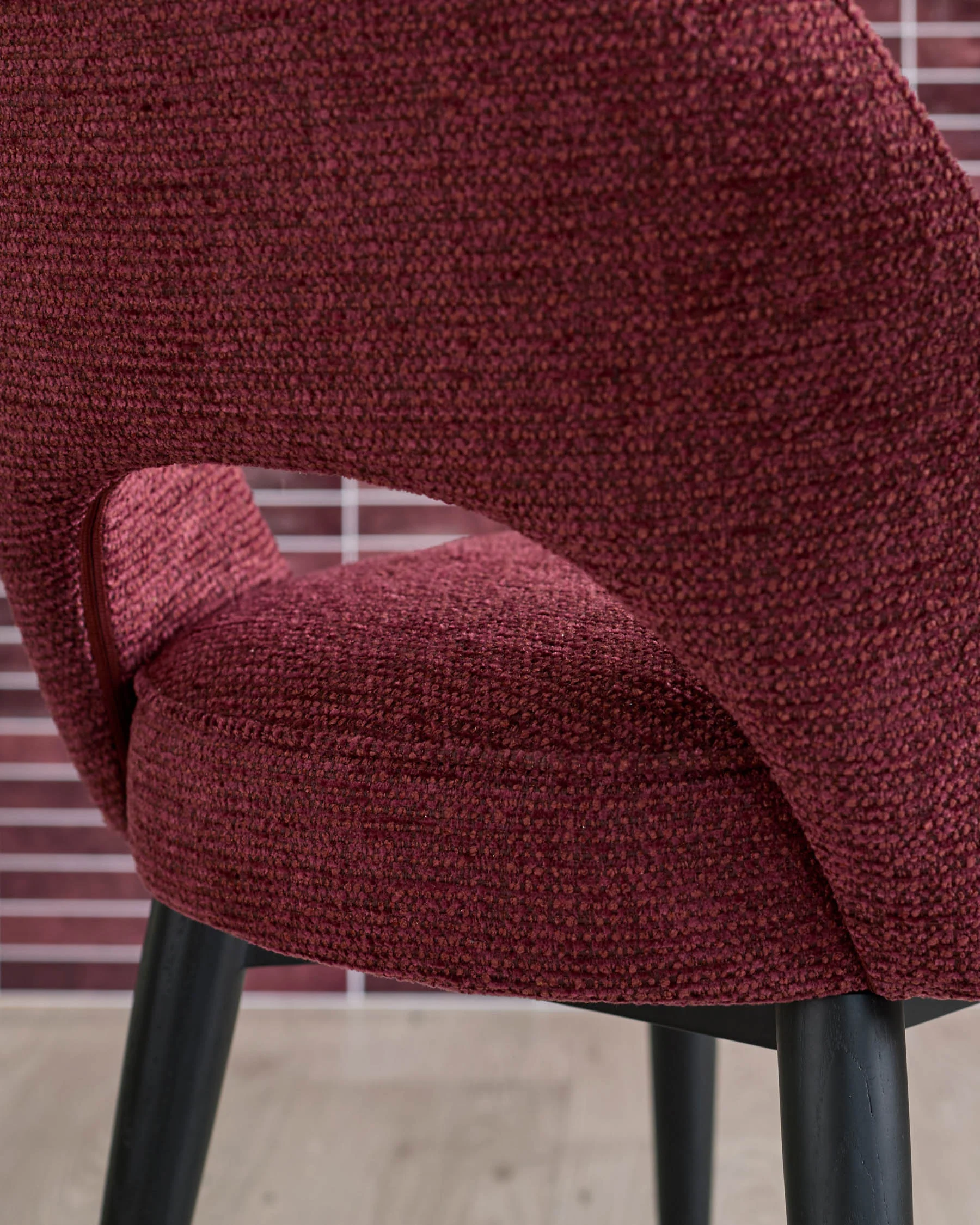 Clover berry red chunky fabric dining chair - Image 5