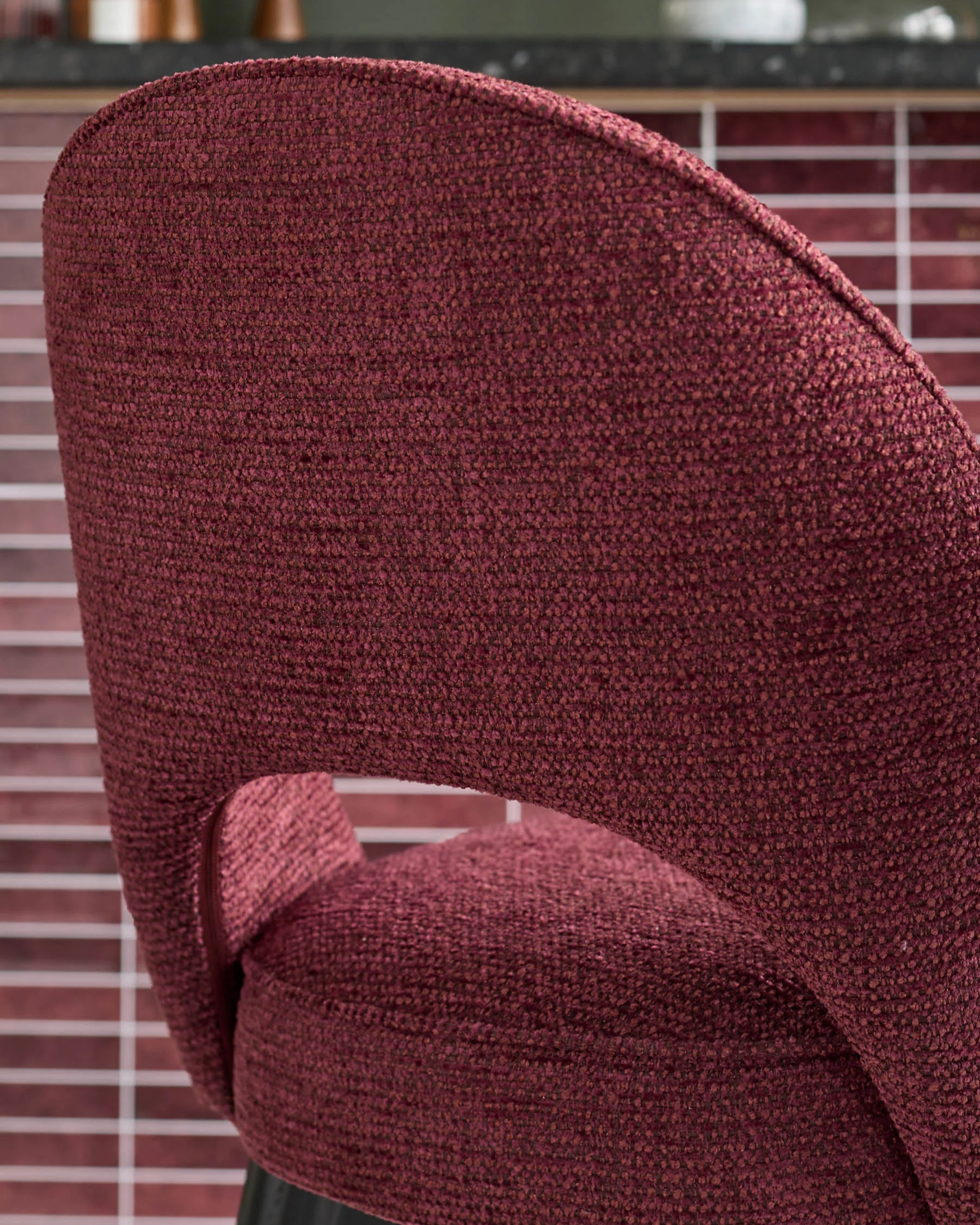 Clover berry red chunky fabric dining chair - Image 8