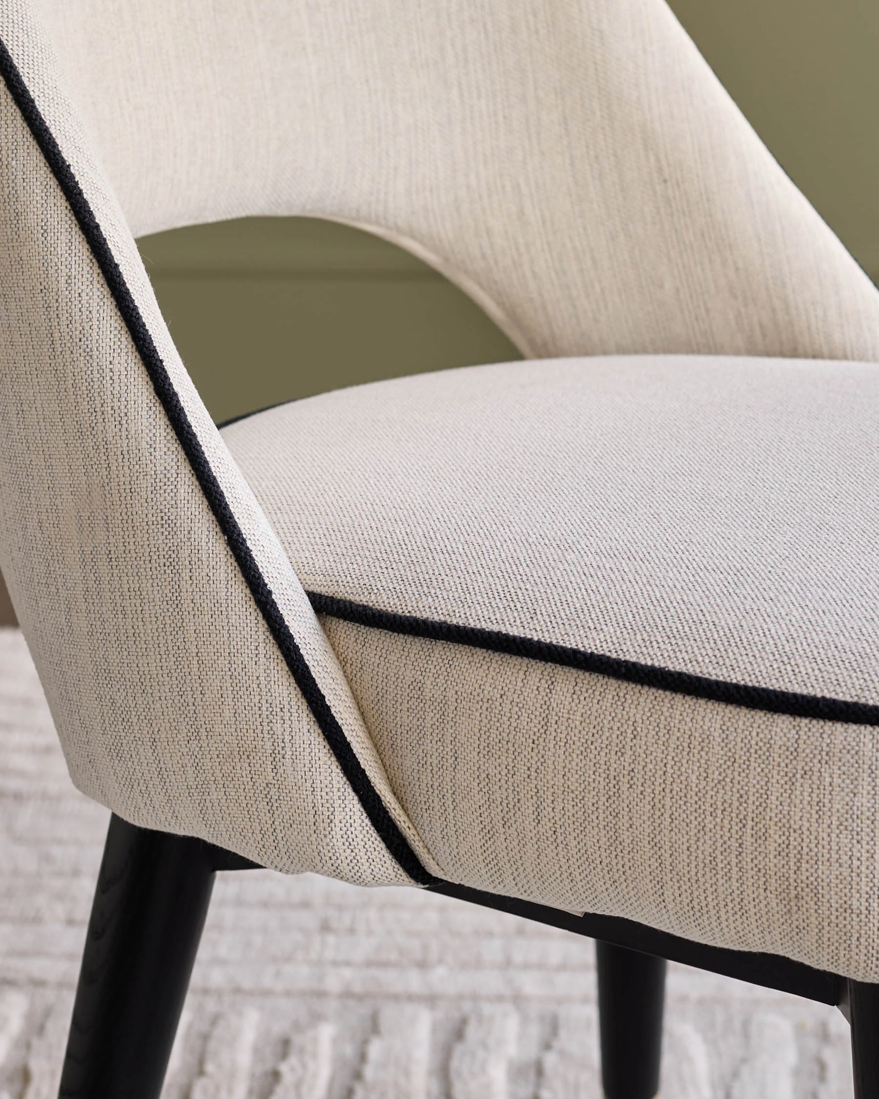 Clover ivory dual tone fabric dining chair with bronze legs - Image 7