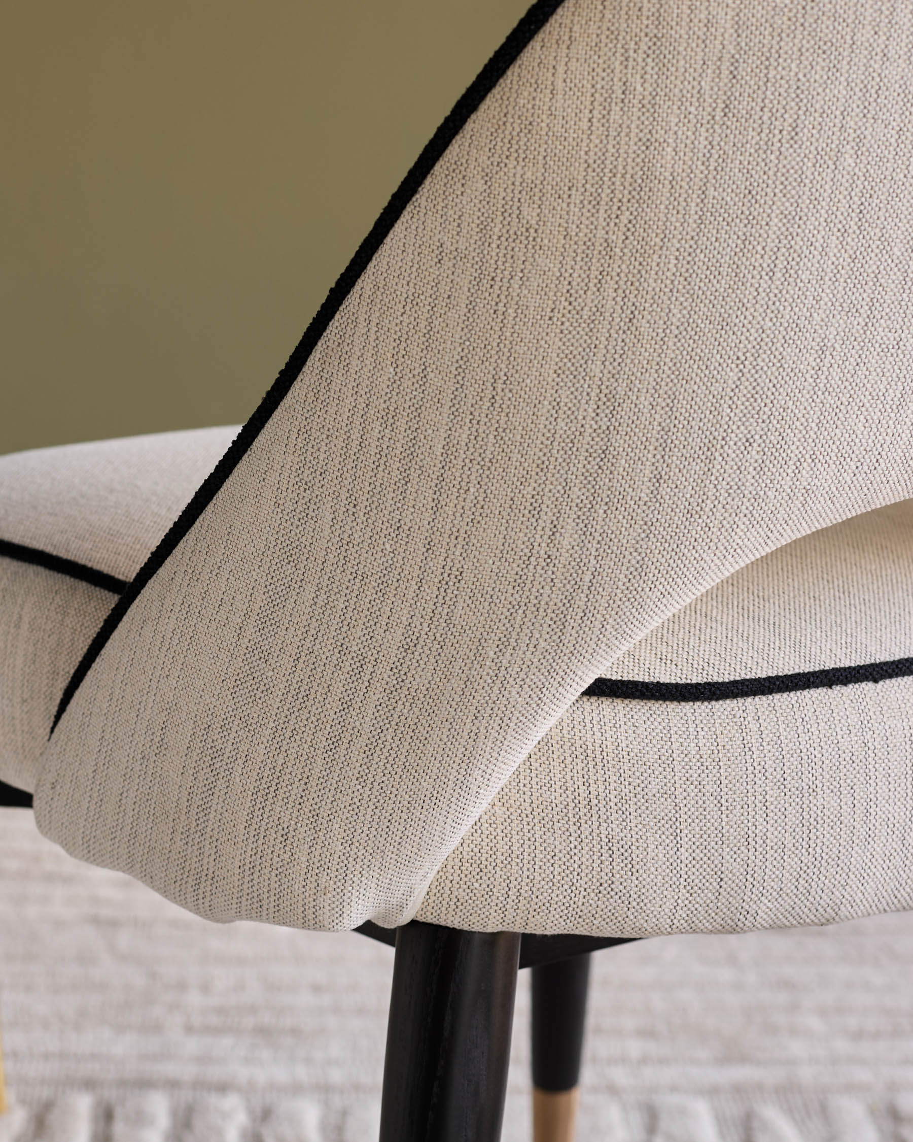 Clover ivory dual tone fabric dining chair with bronze legs - Image 8