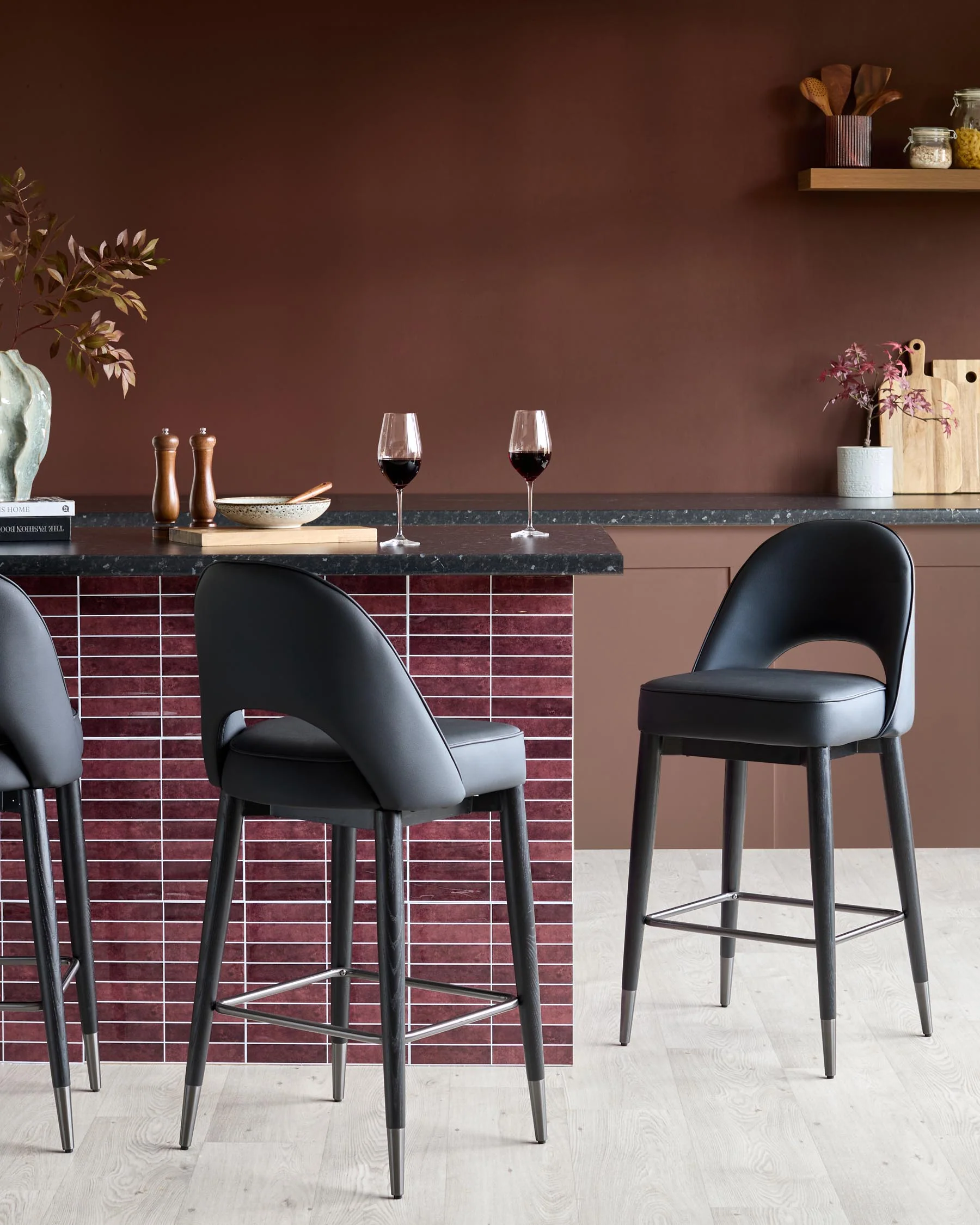 Clover black faux leather bar stool - Image 2
