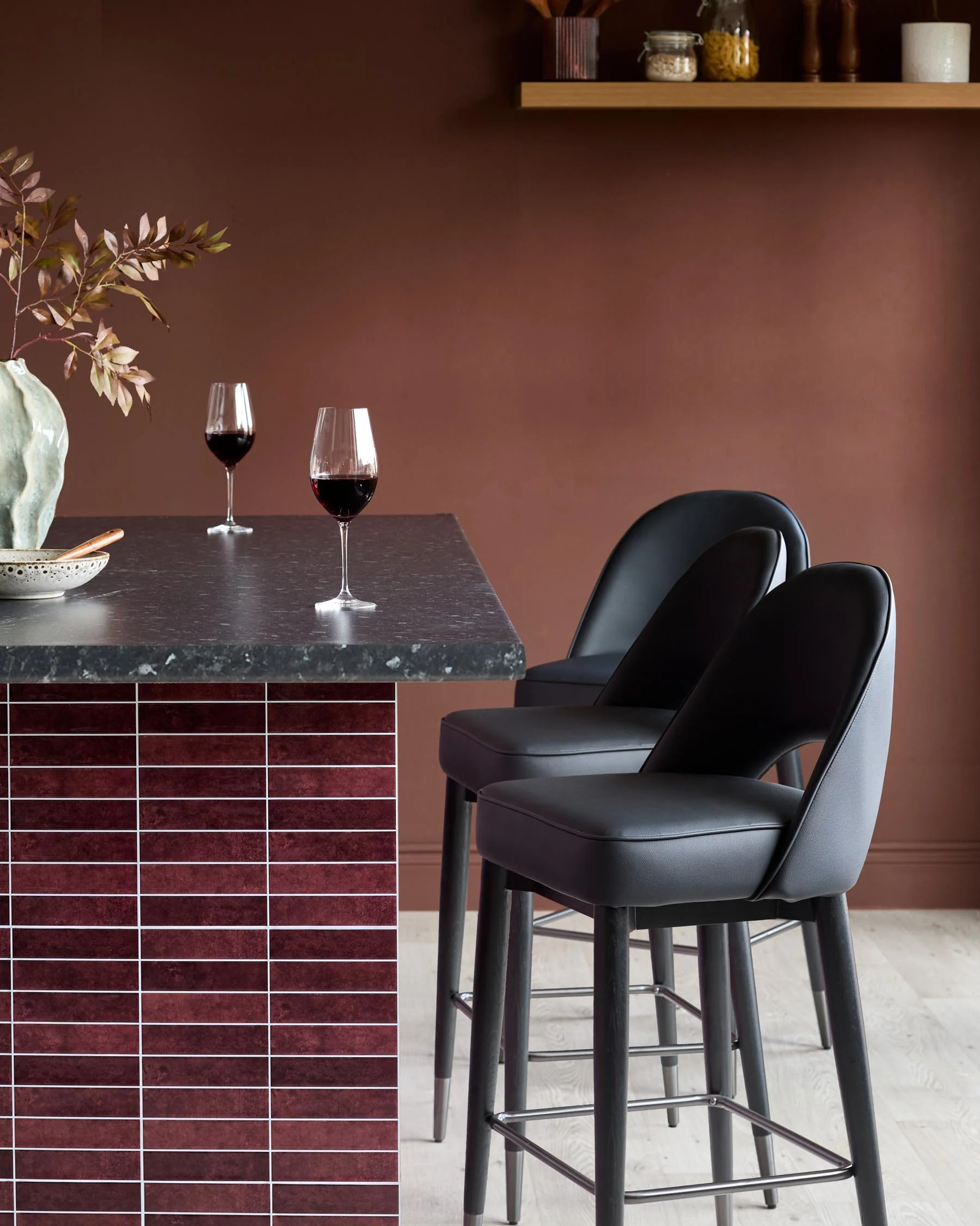 Clover black faux leather bar stool - Image 4