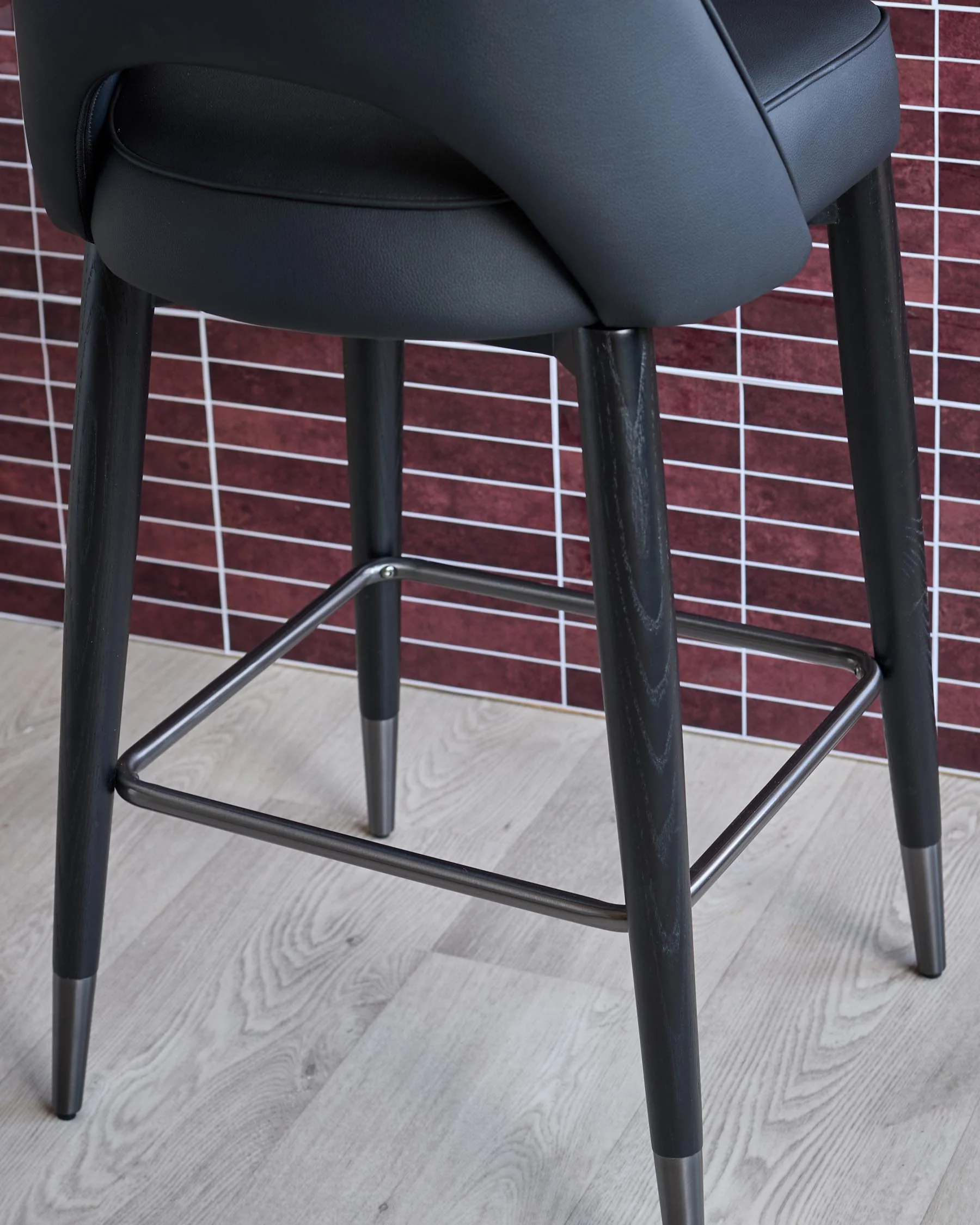 Clover black faux leather bar stool - Image 5