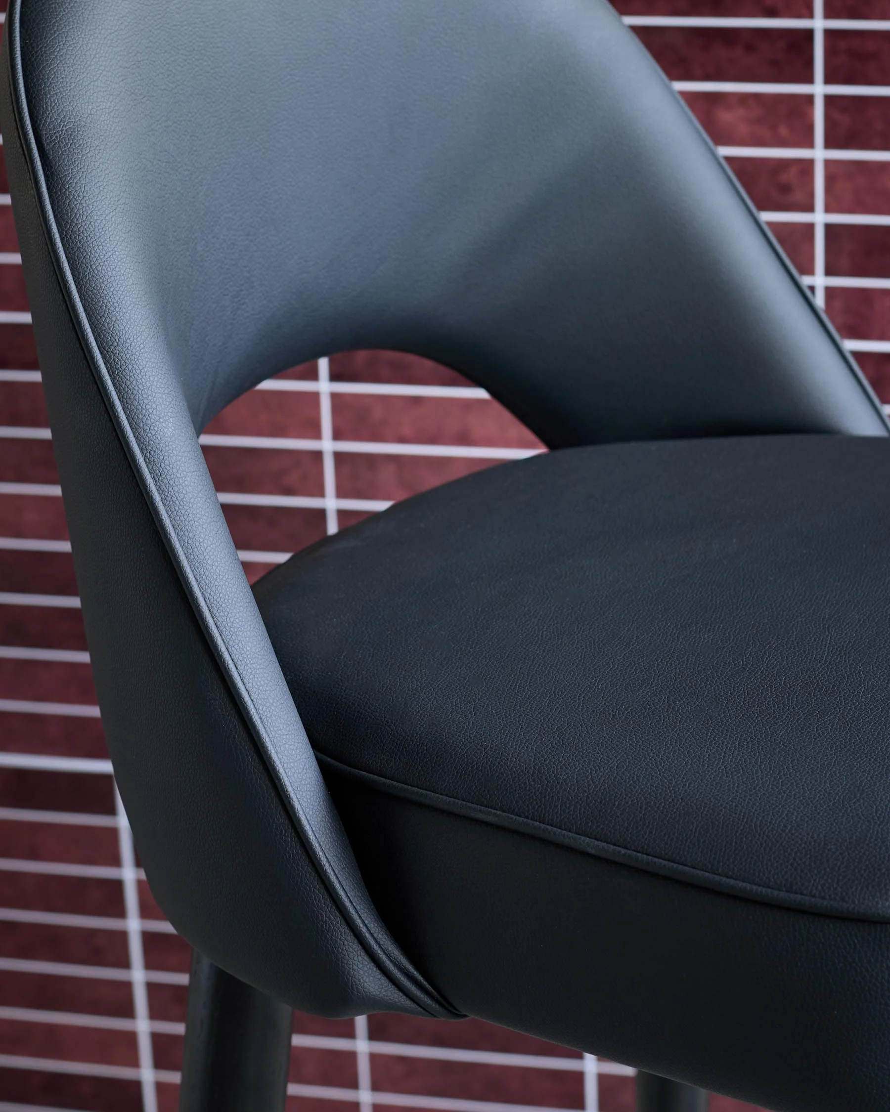 Clover black faux leather bar stool - Image 7