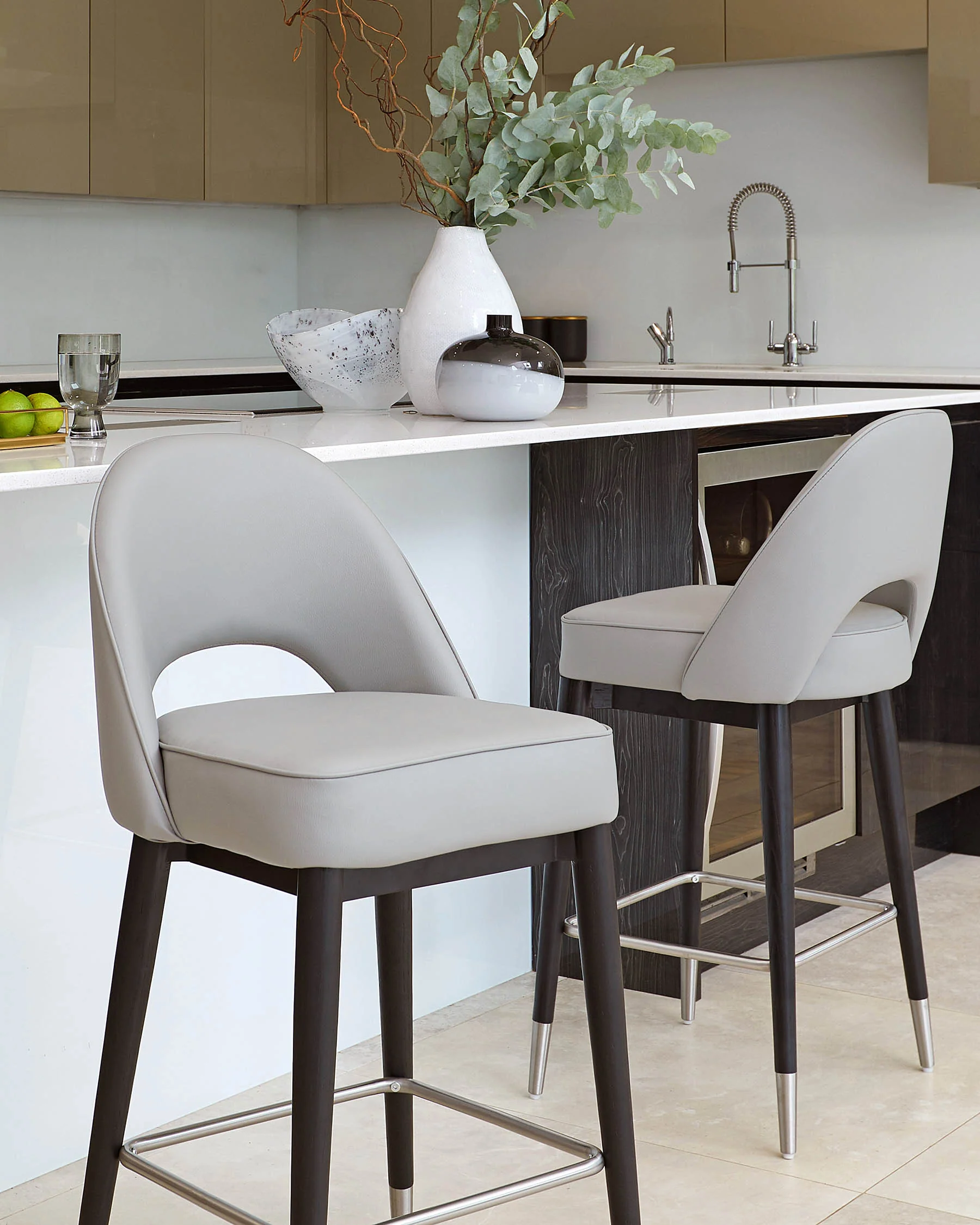 Clover Light Grey Faux Leather Bar Stool - Image 3