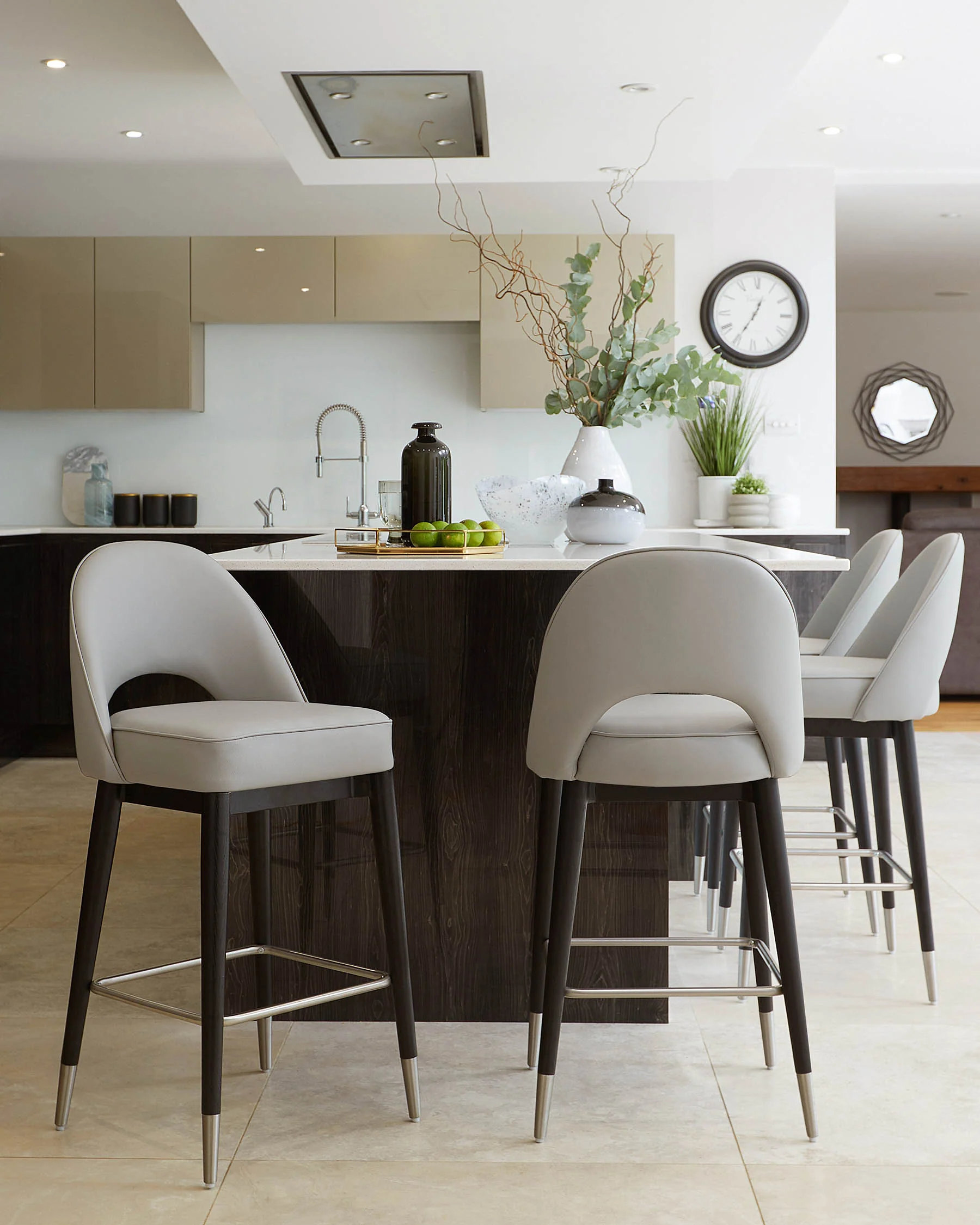 Clover Light Grey Faux Leather Bar Stool - Image 4
