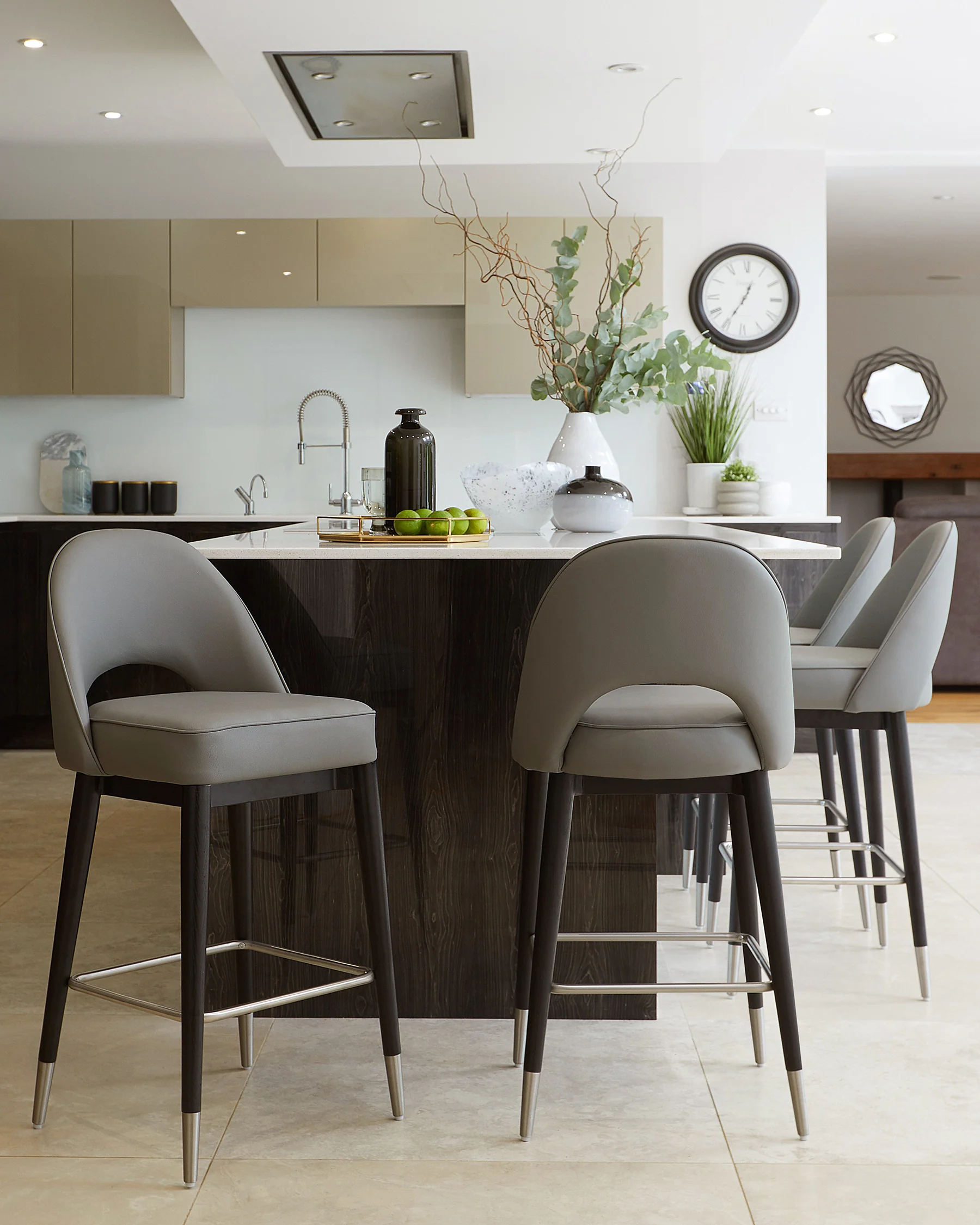 Clover Mid Grey Faux Leather Bar Stool - Image 2