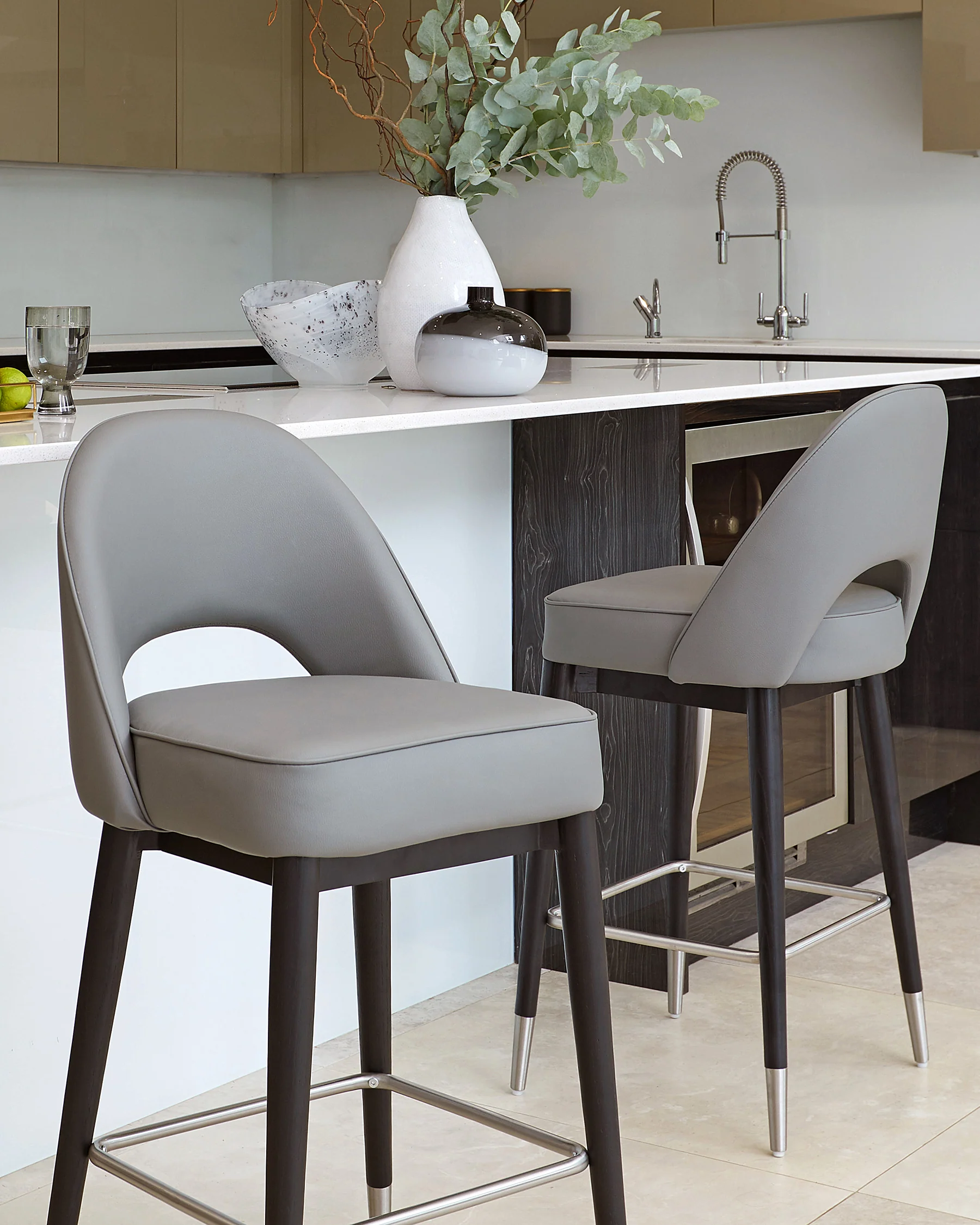 Clover Mid Grey Faux Leather Bar Stool - Image 3