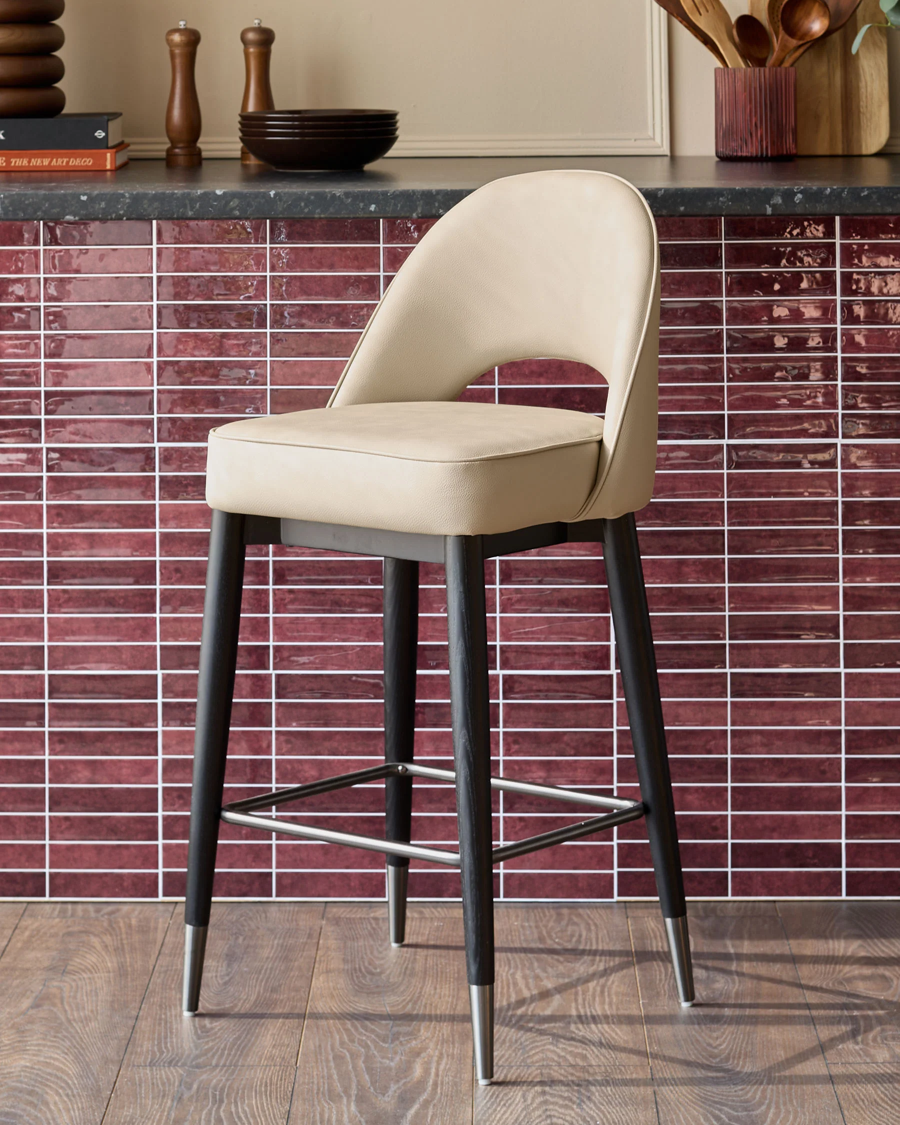 Clover natural faux leather bar stool