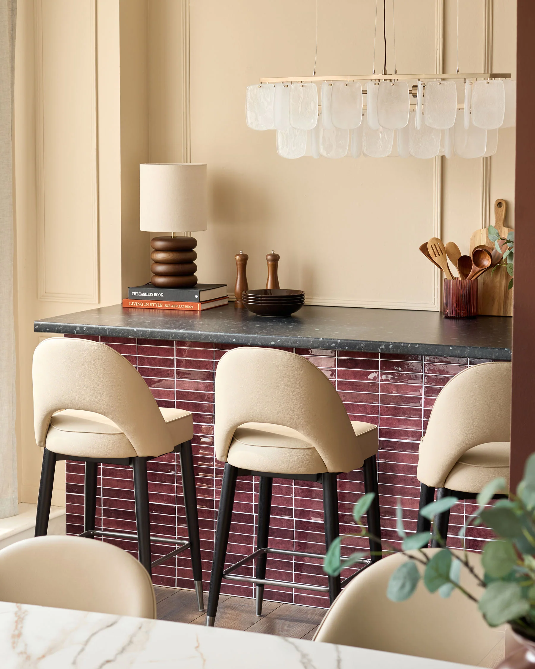 Clover natural faux leather bar stool - Image 2
