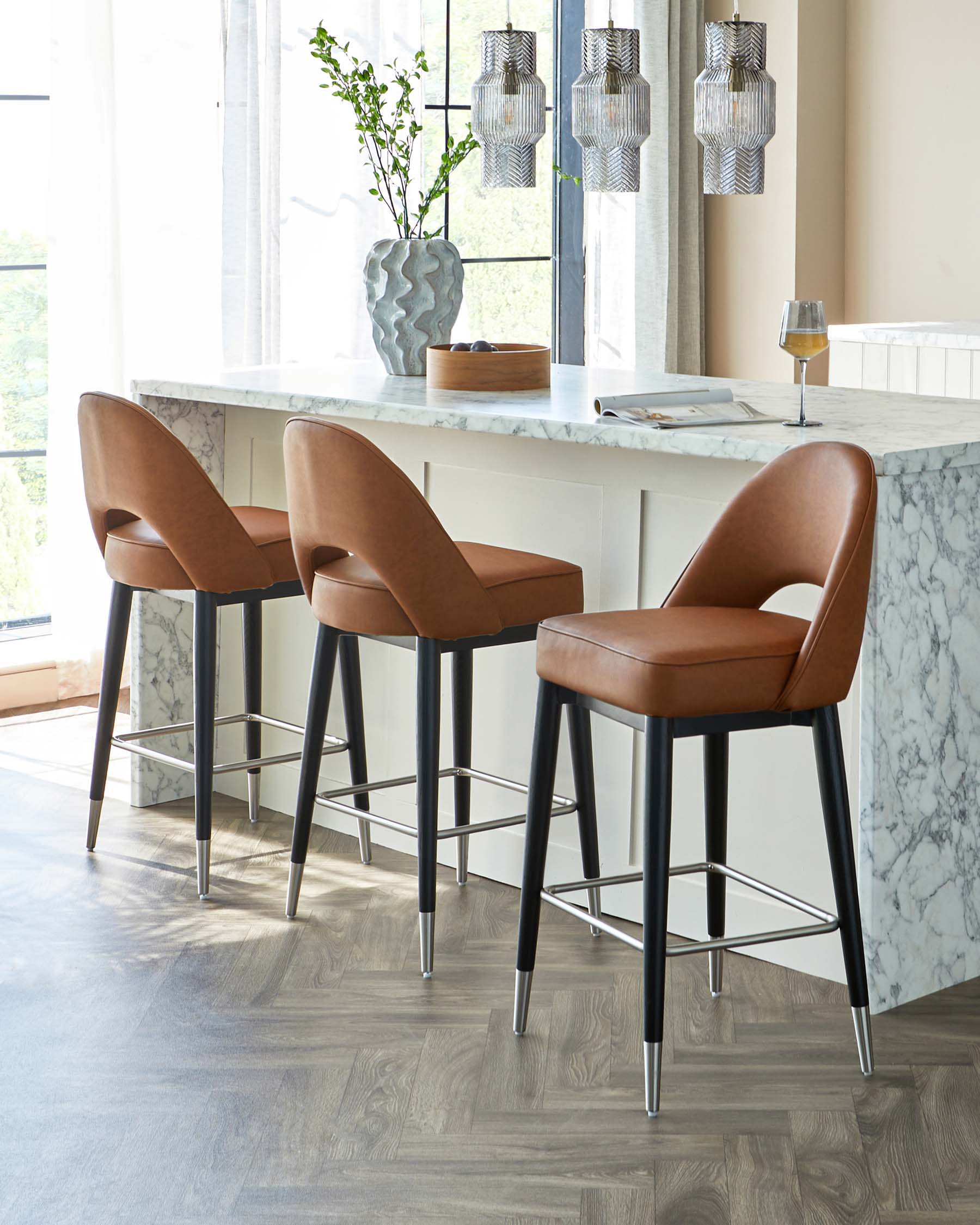 Clover Tan Faux Leather Bar stool - Image 3