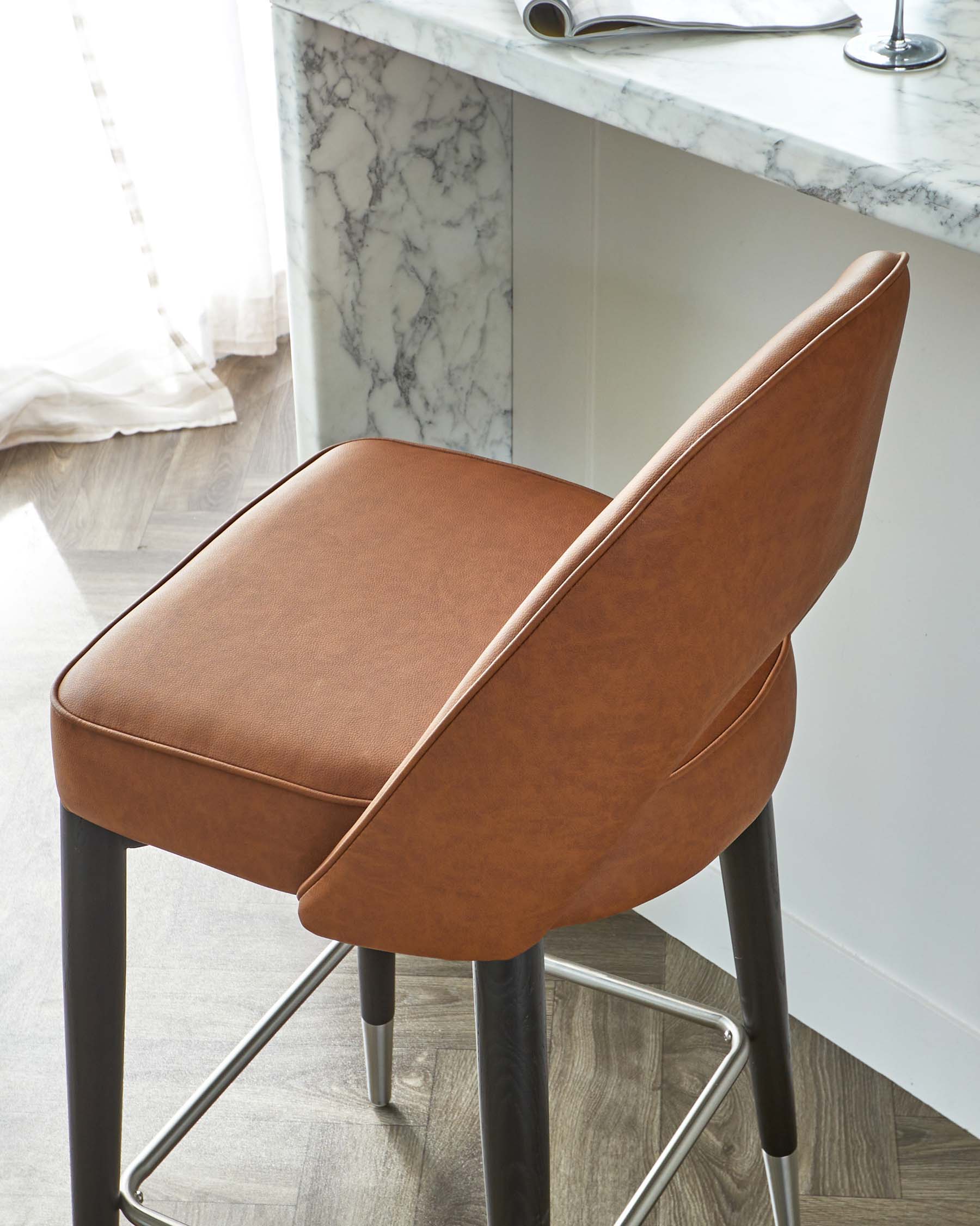 Clover Tan Faux Leather Bar stool - Image 7